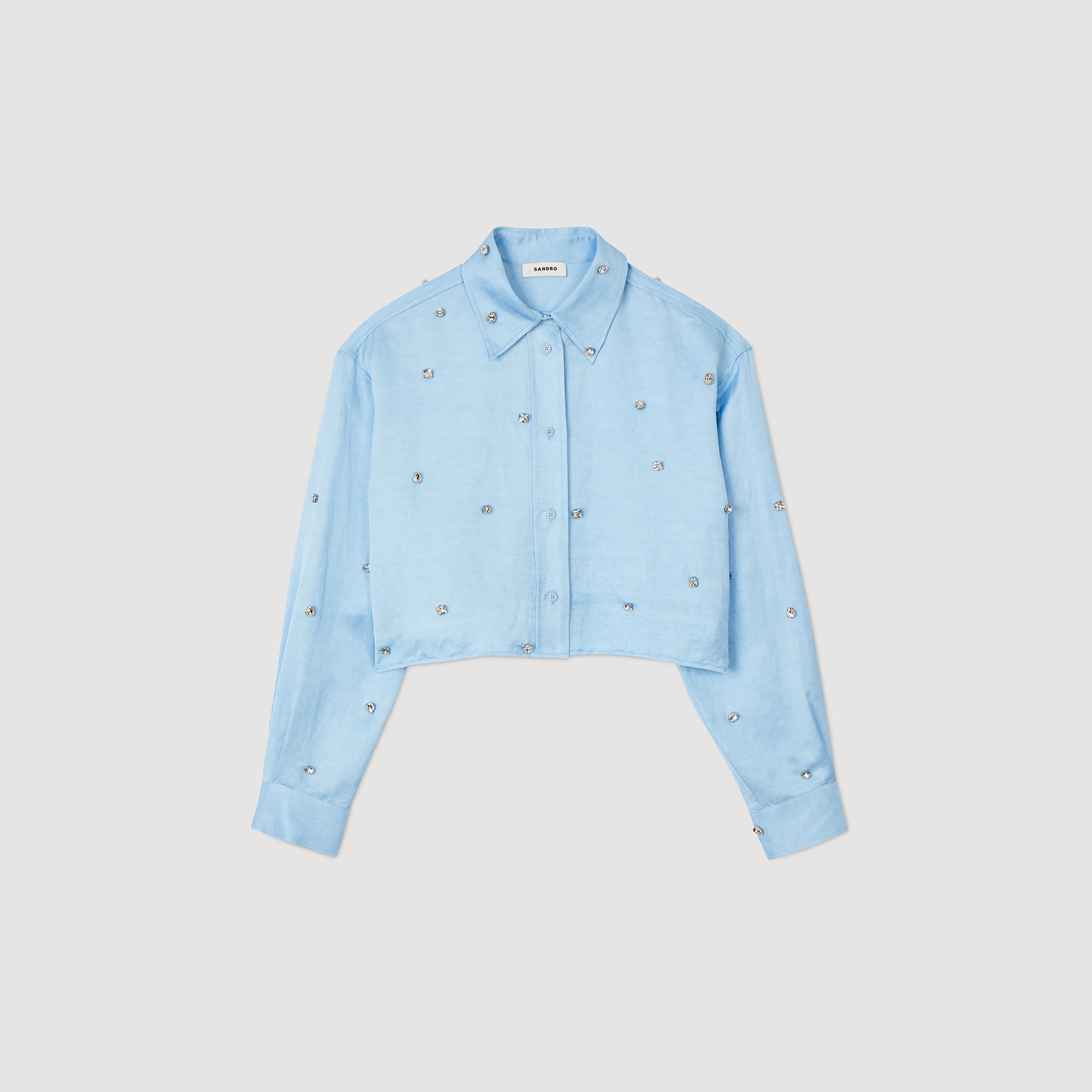 SATINY RHINESTONE SHIRT - 1
