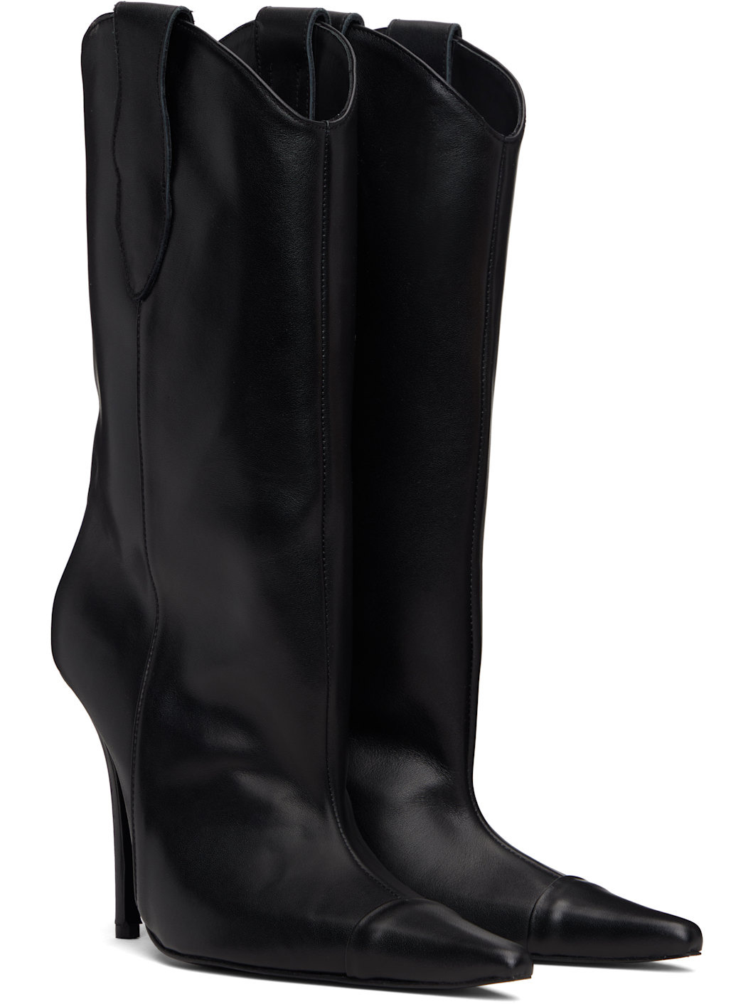 Black Mid-Calf Cowgirl Boots - 4
