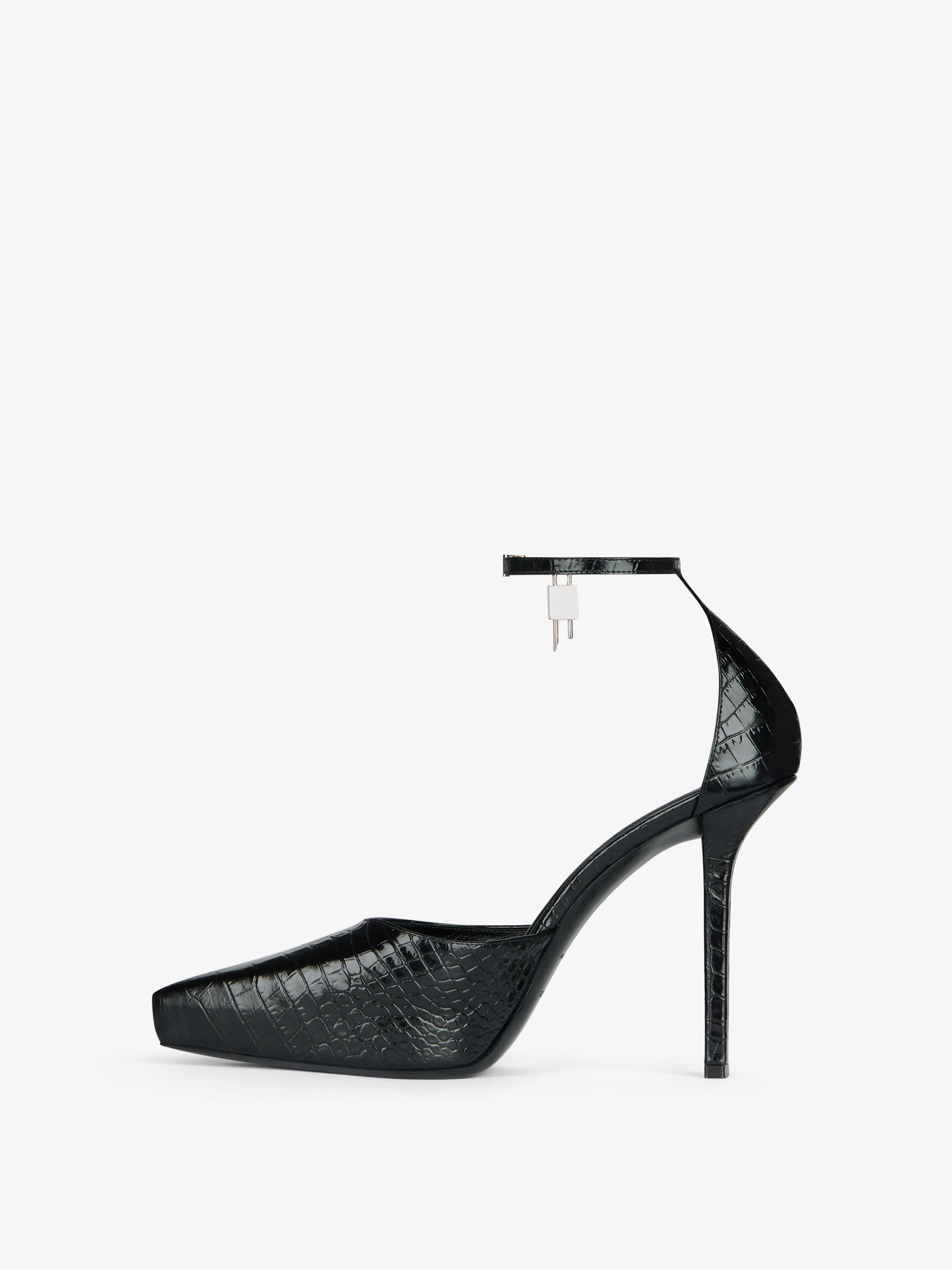 G-LOCK PLATFORM PUMPS IN CROCODILE EFFECT LEATHER - 5