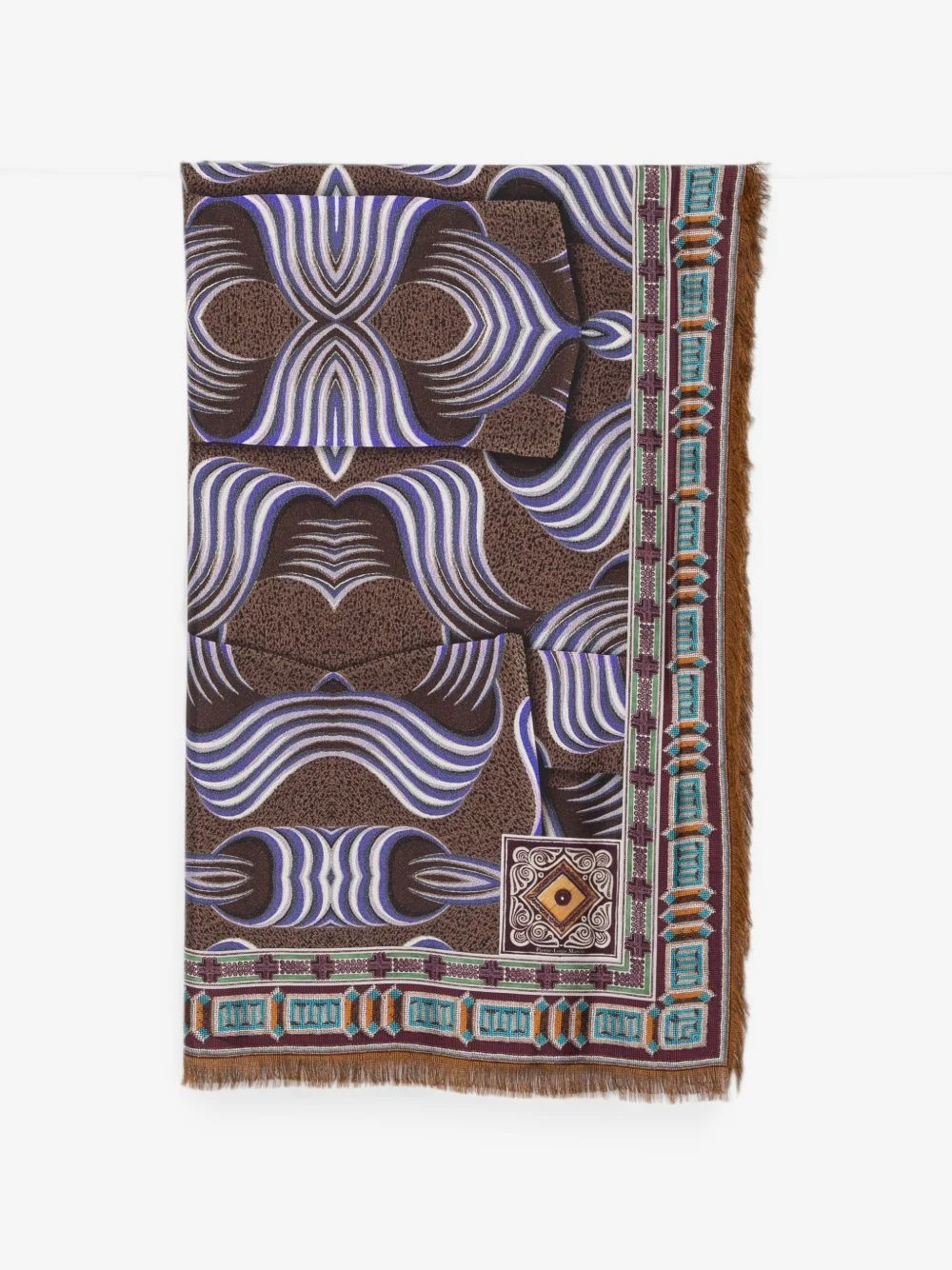 abstract-print frayed-edge scarf - 1