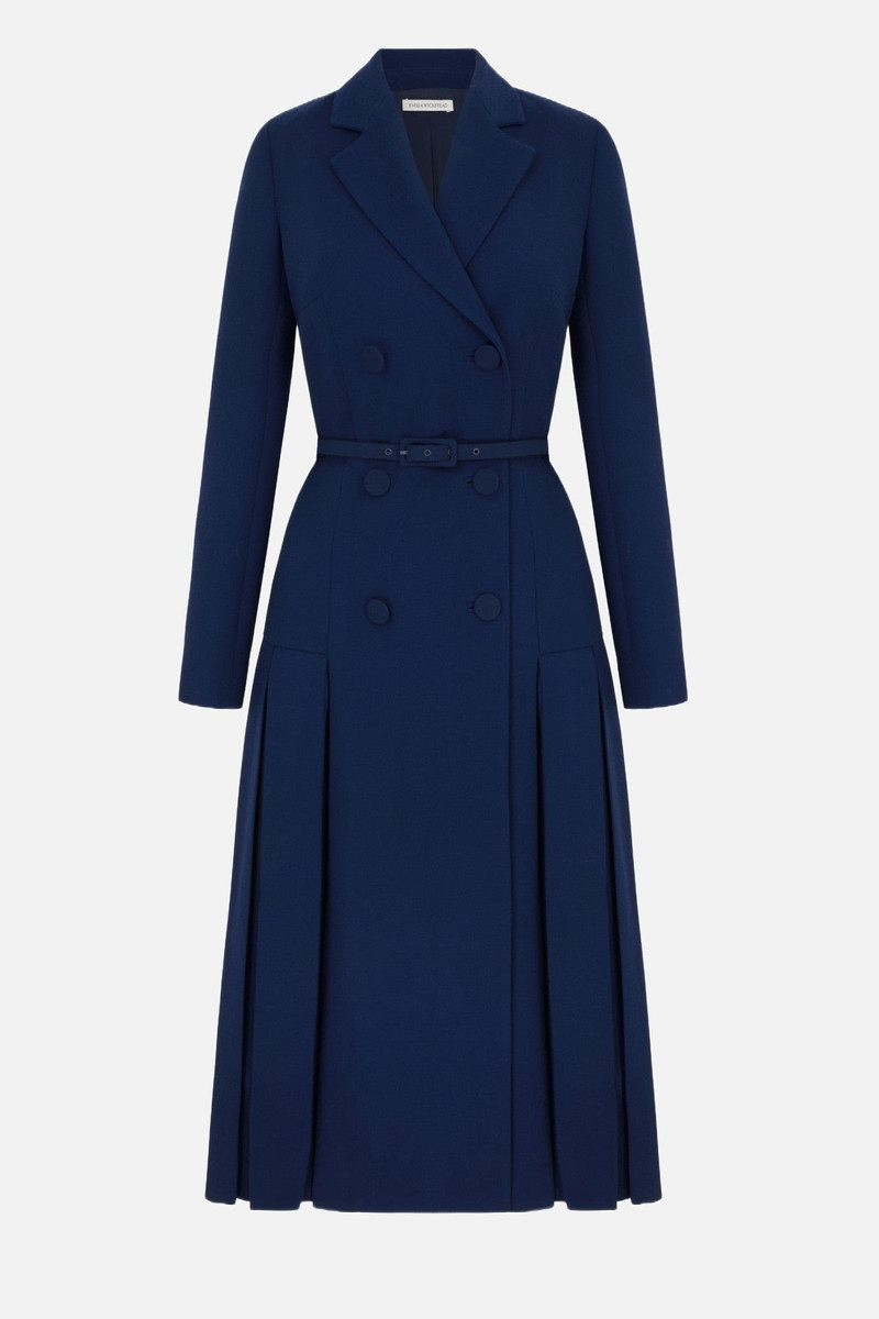 Chaney Dress in Navy Single Wool Crepe 1