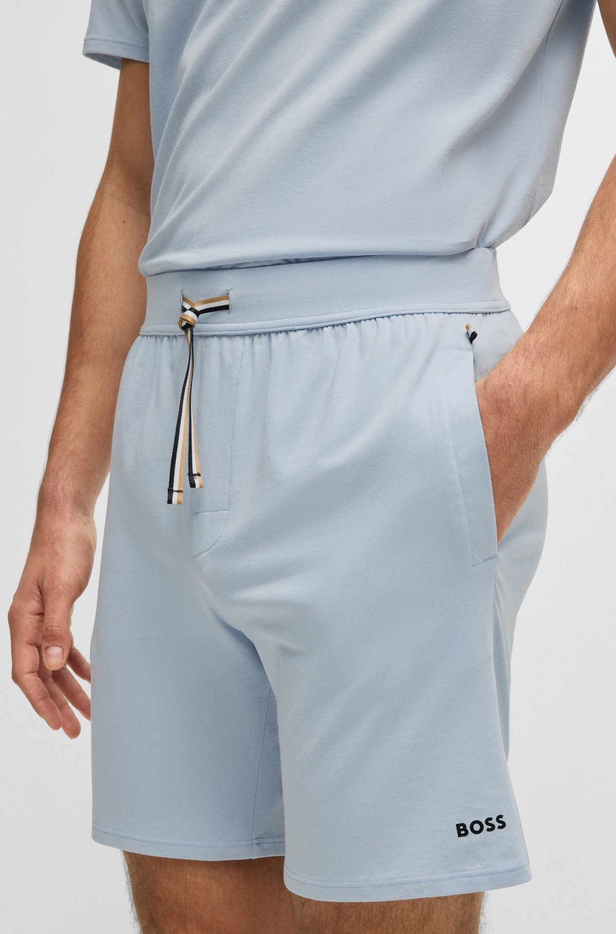 STRETCH-COTTON PAJAMA SHORTS WITH LOGO PRINT - 5