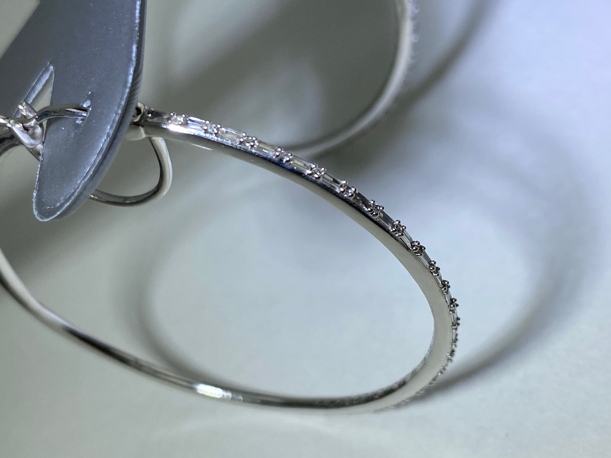 Zales - Zales 1/2 CT. T.W. Baguette and Round Diamond Alternating Hoop Earrings in 10K White Gold New - 8