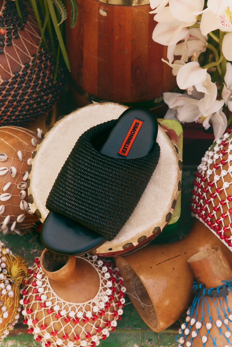 SIMONMILLER Raffia Bubble Slide In Black outlook