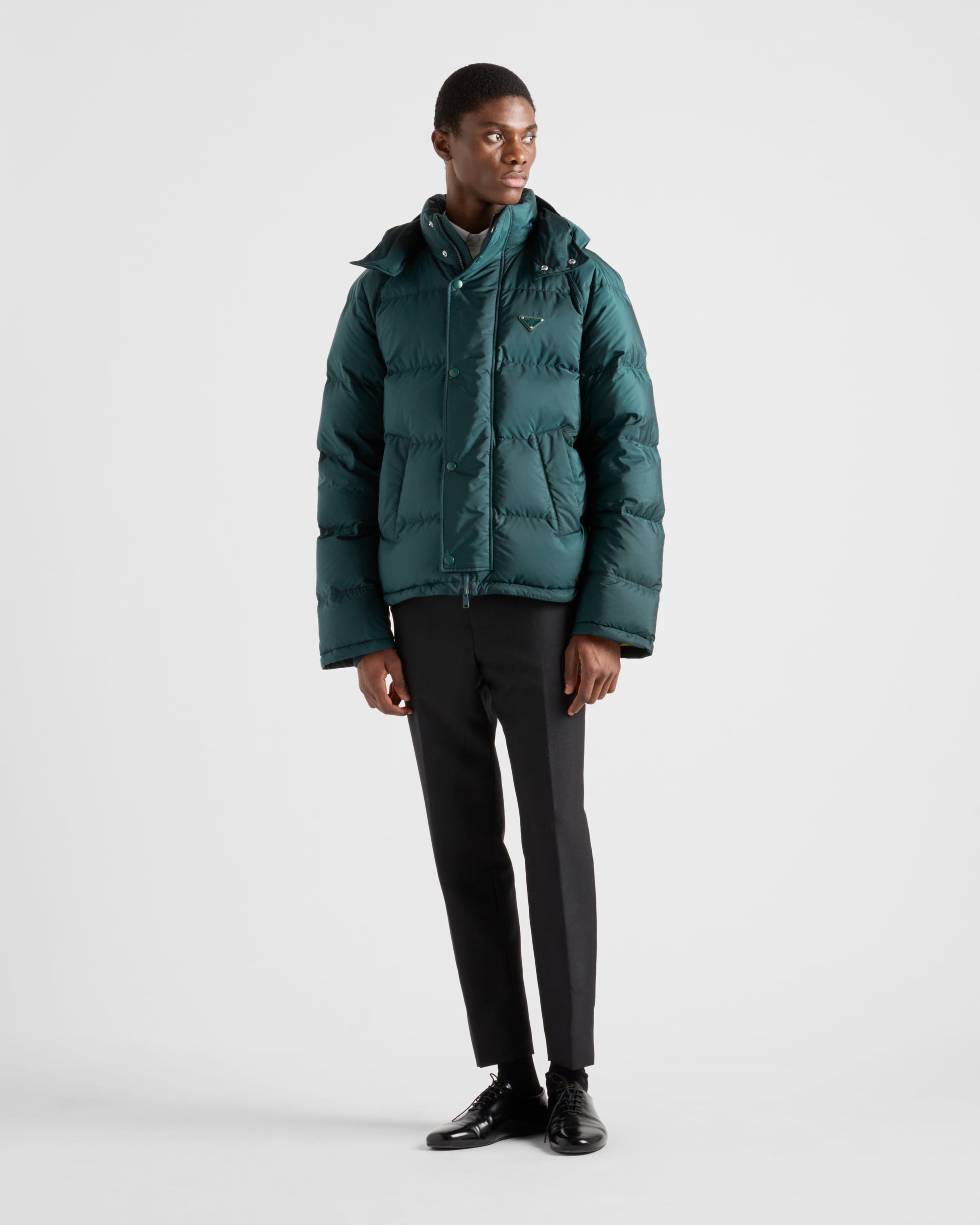 Cropped Re-Nylon down jacket - 2