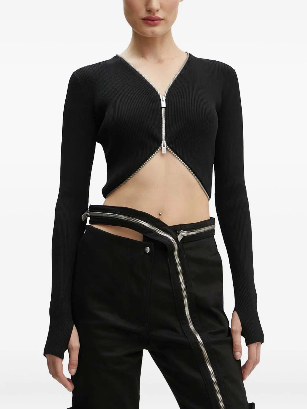 zip-fastening knitted top - 1