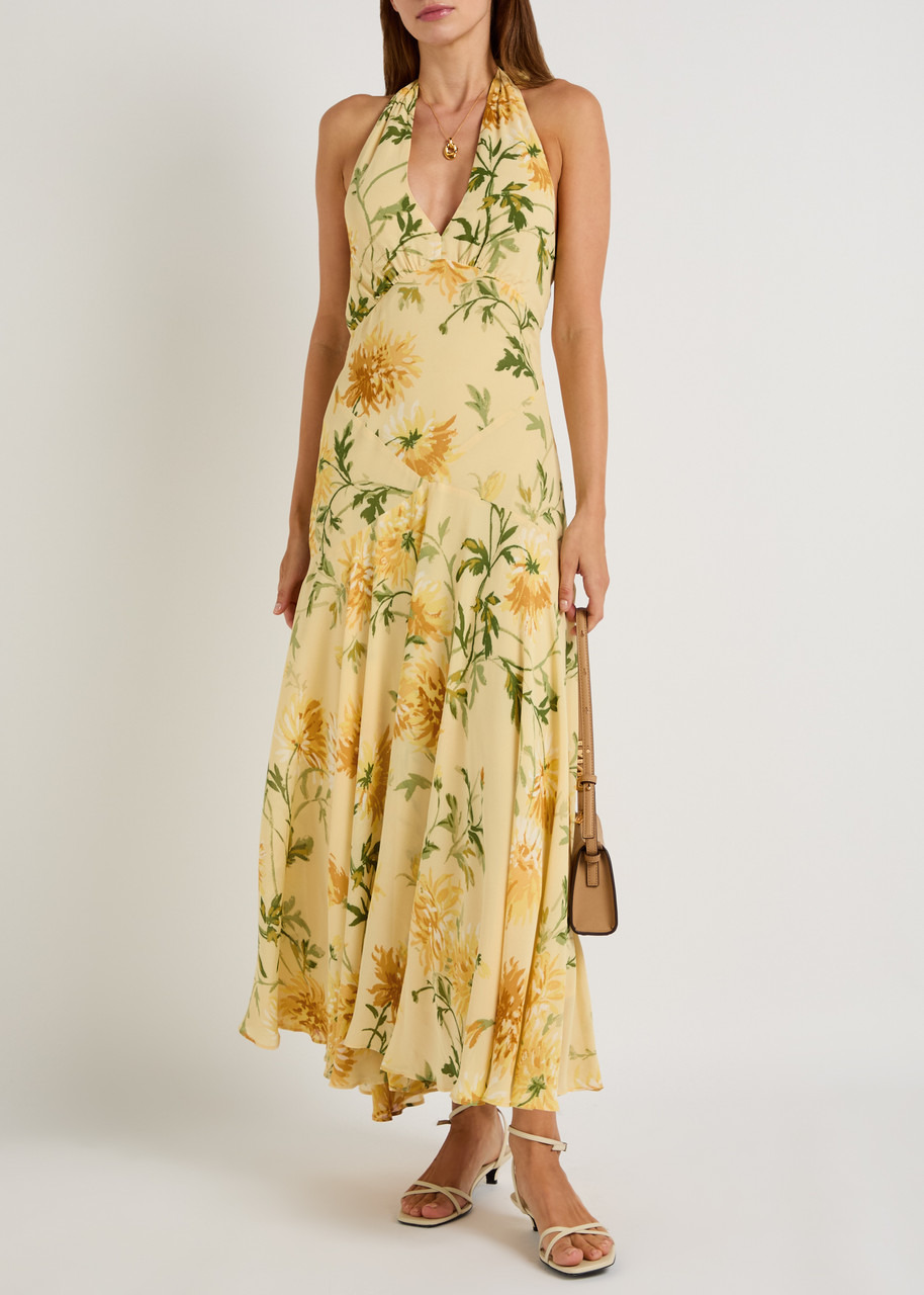 Reformation Briony Panelled Floral-print Georgette Midi Dress - 4