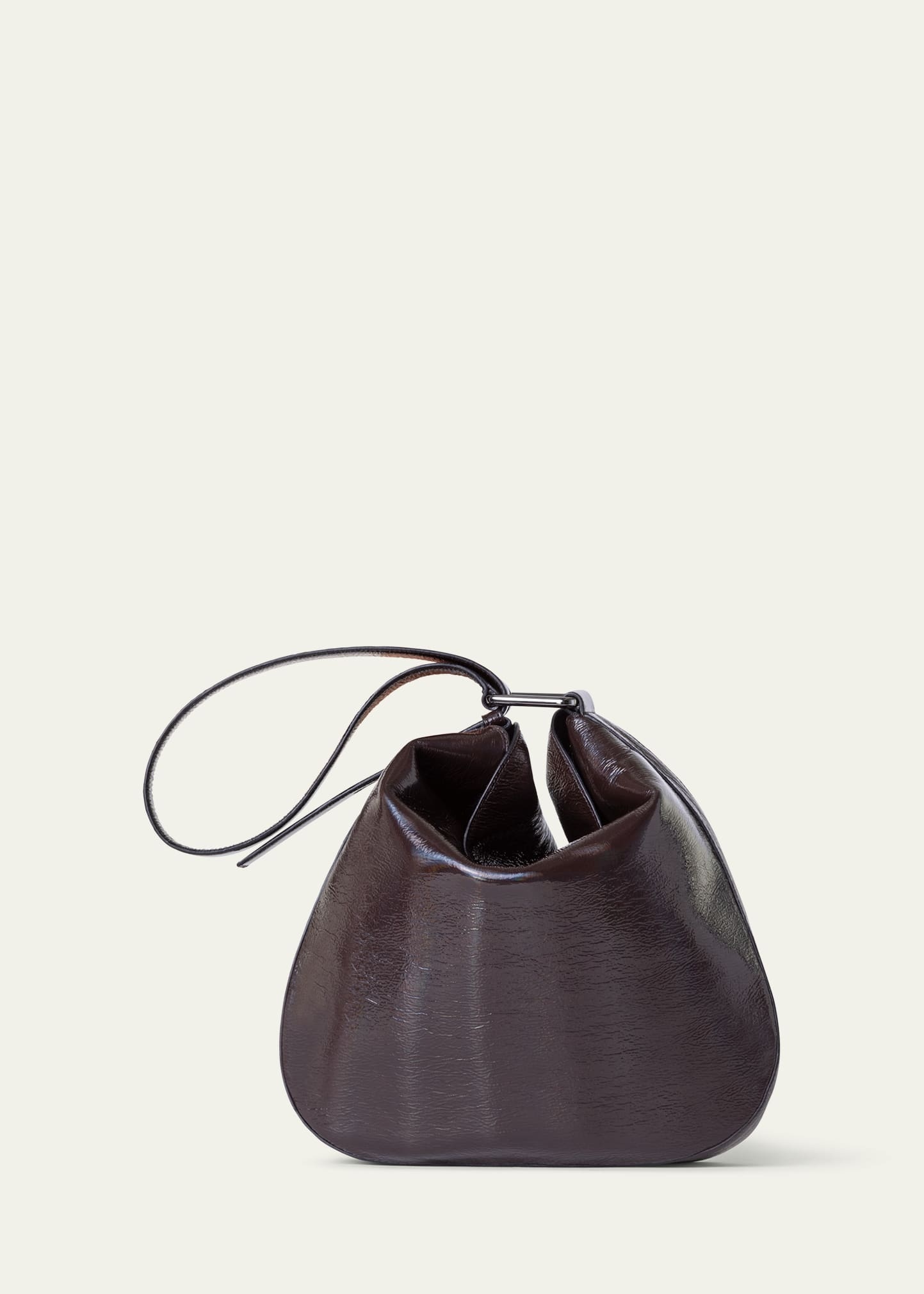 Anna Medium Lacquered Leather Hobo Bag - 3