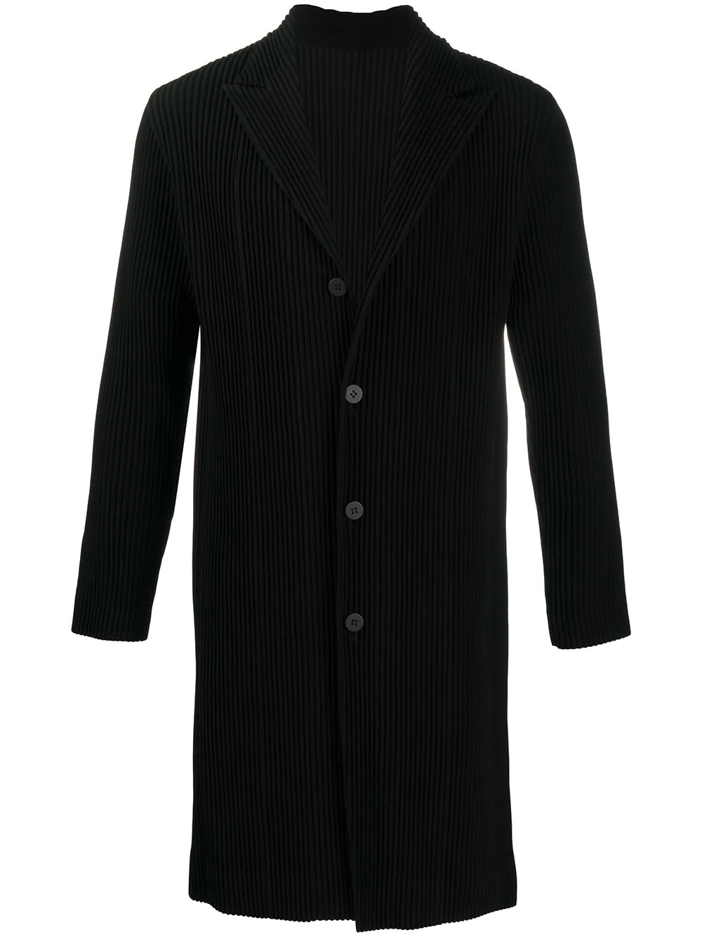 pleated single-breasted coat - 1