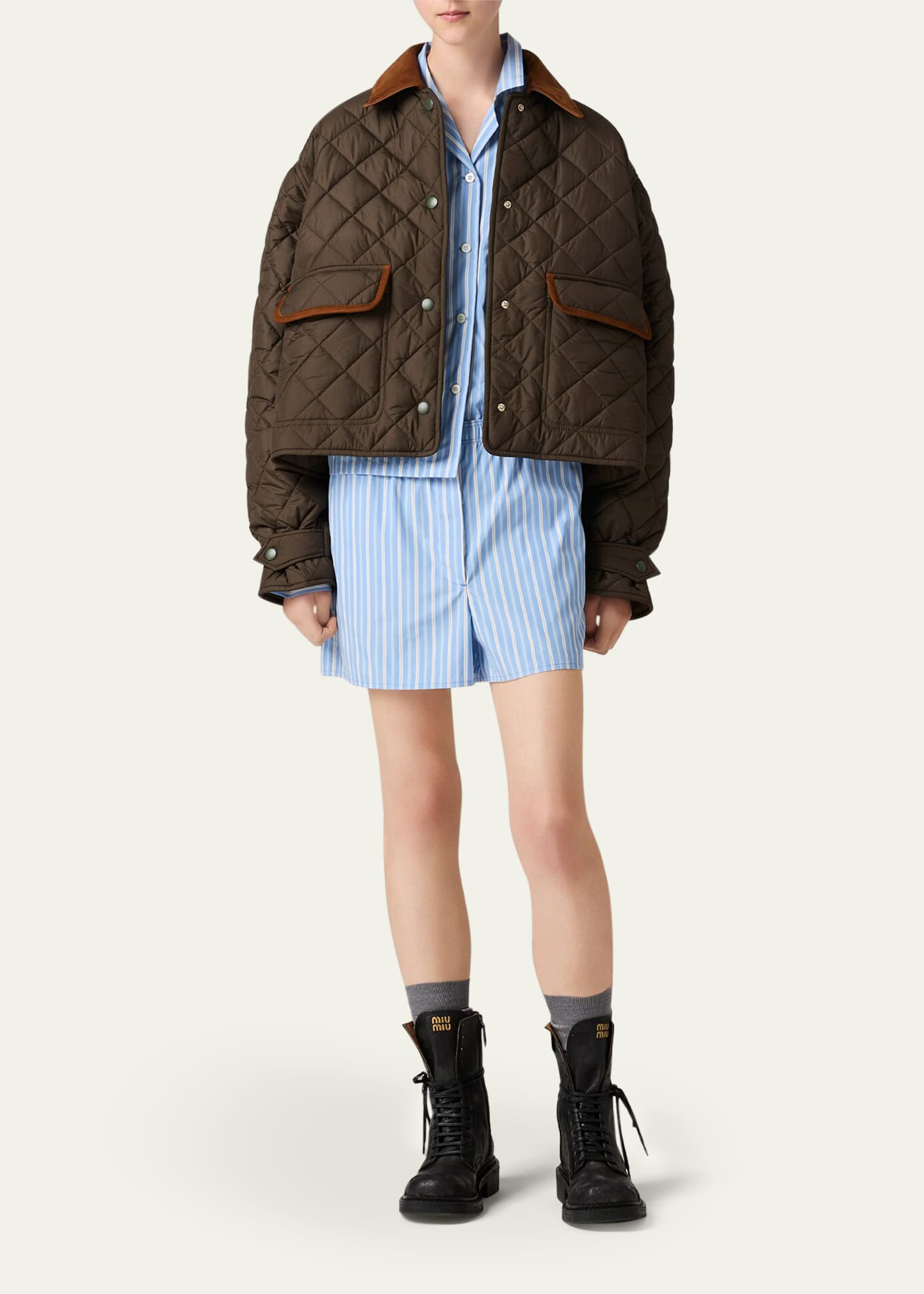 Suede Collar Quilted Barn jacket - 2