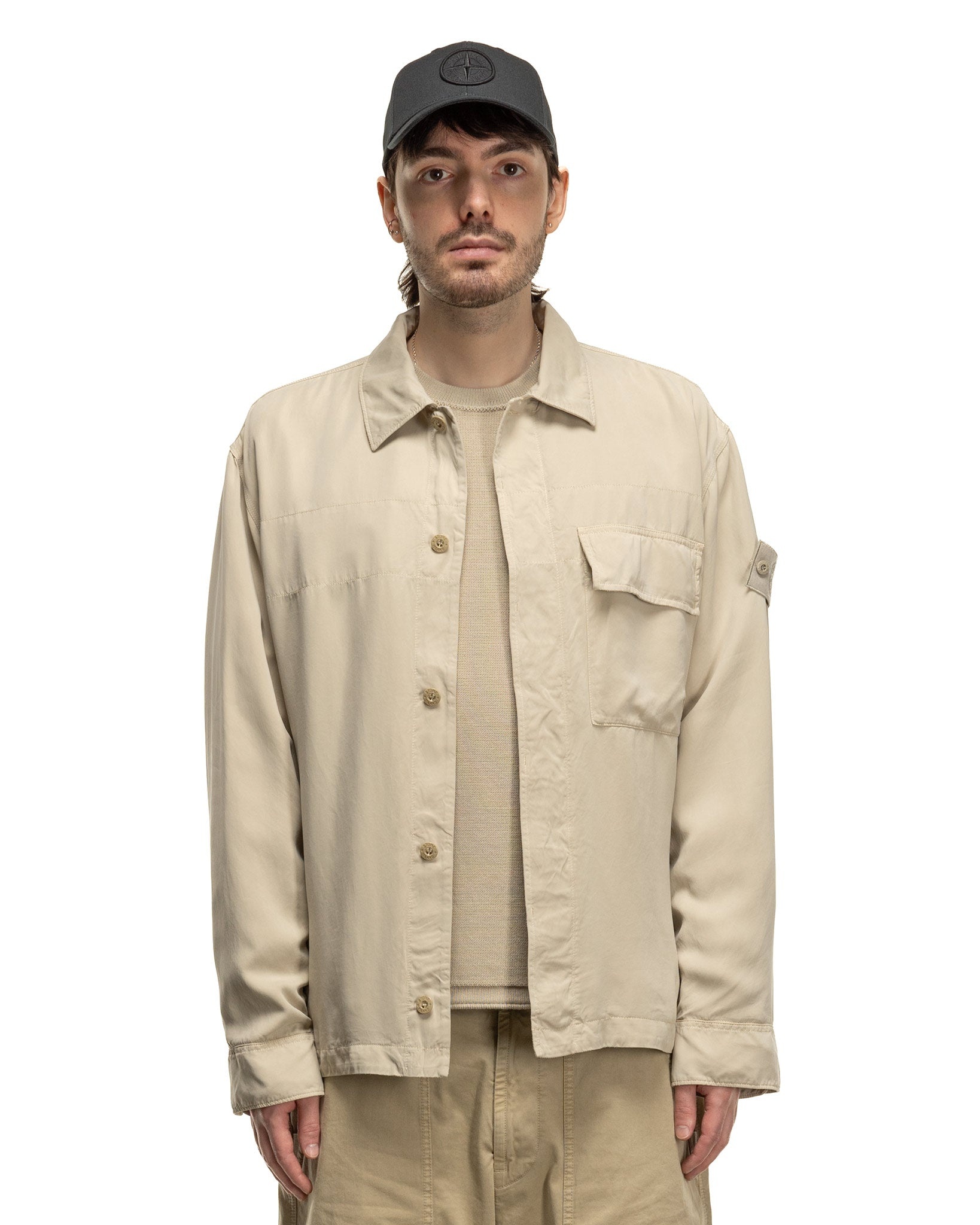 Ghost Piece Cupro Raso Comfort Fit Overshirt Beige - 4