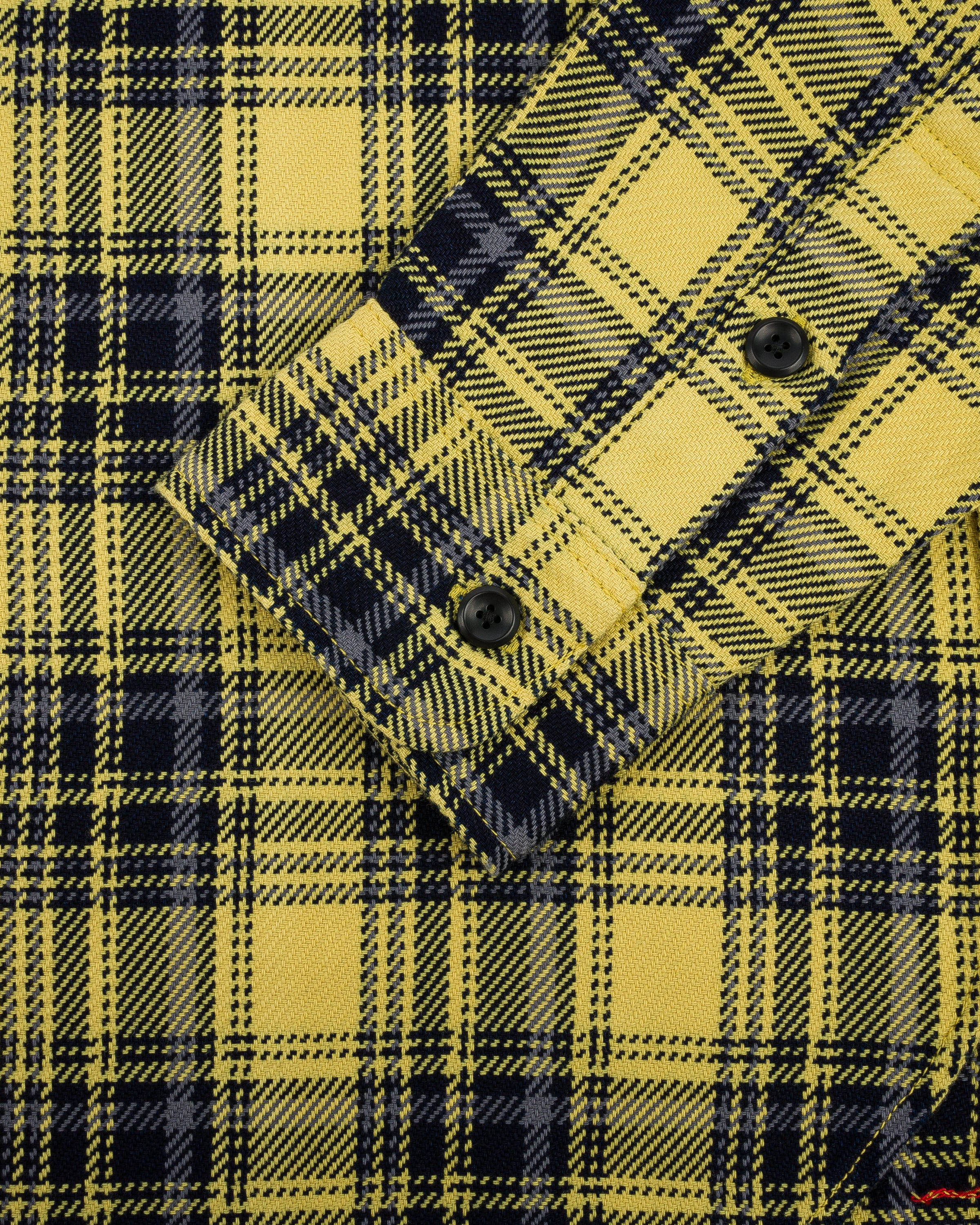 IHSH-412-YEL 9oz Selvedge Indigo Check Flannel Work Shirt - Yellow - 8