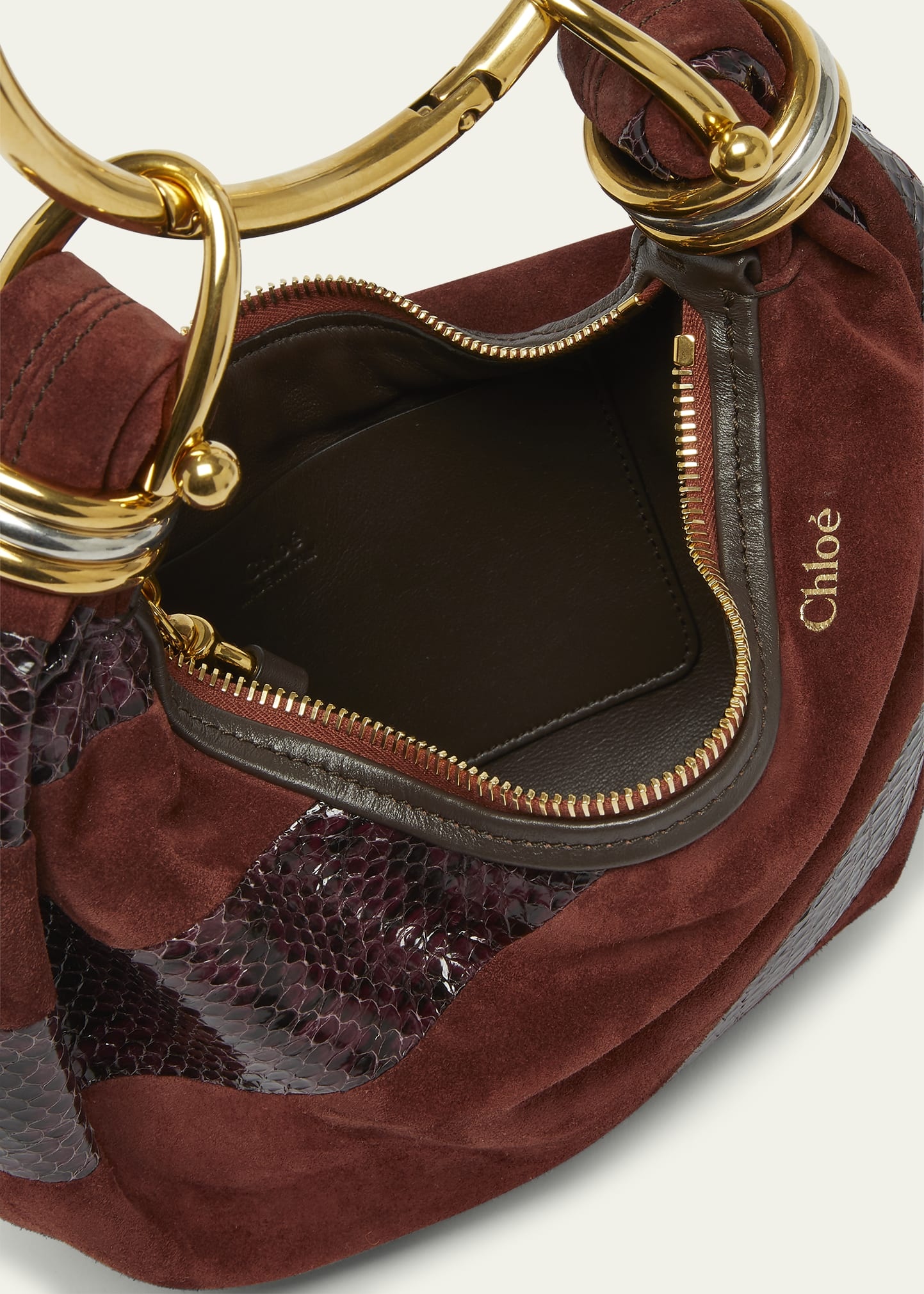Bracelet Shoulder Bag in Calfskin Suede and Snakeskin - 4