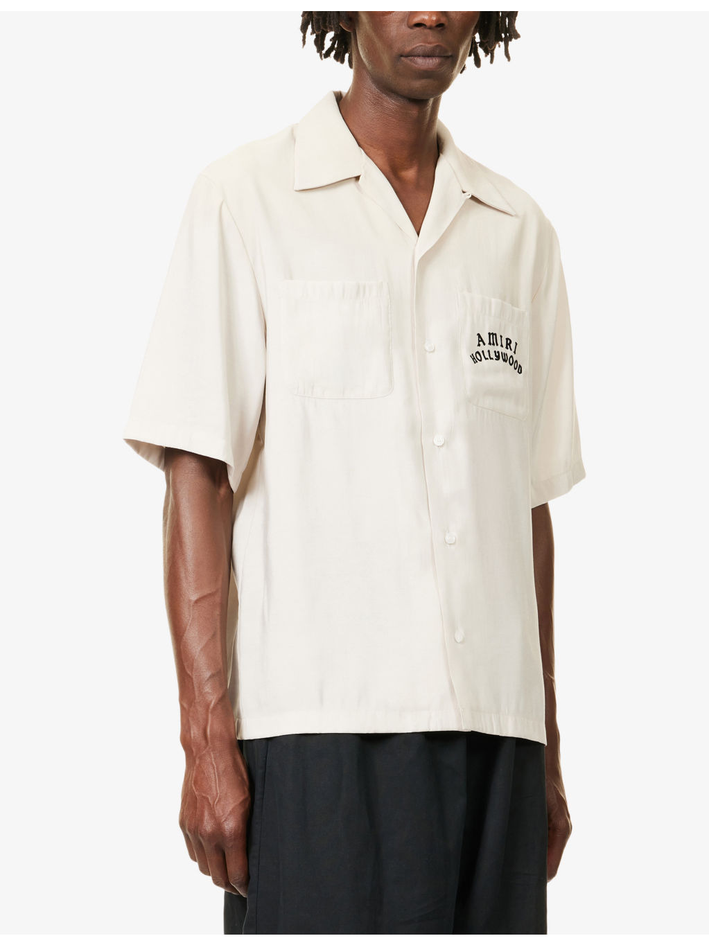 Hollywood Printed-Text Woven Bowling Shirt - 3