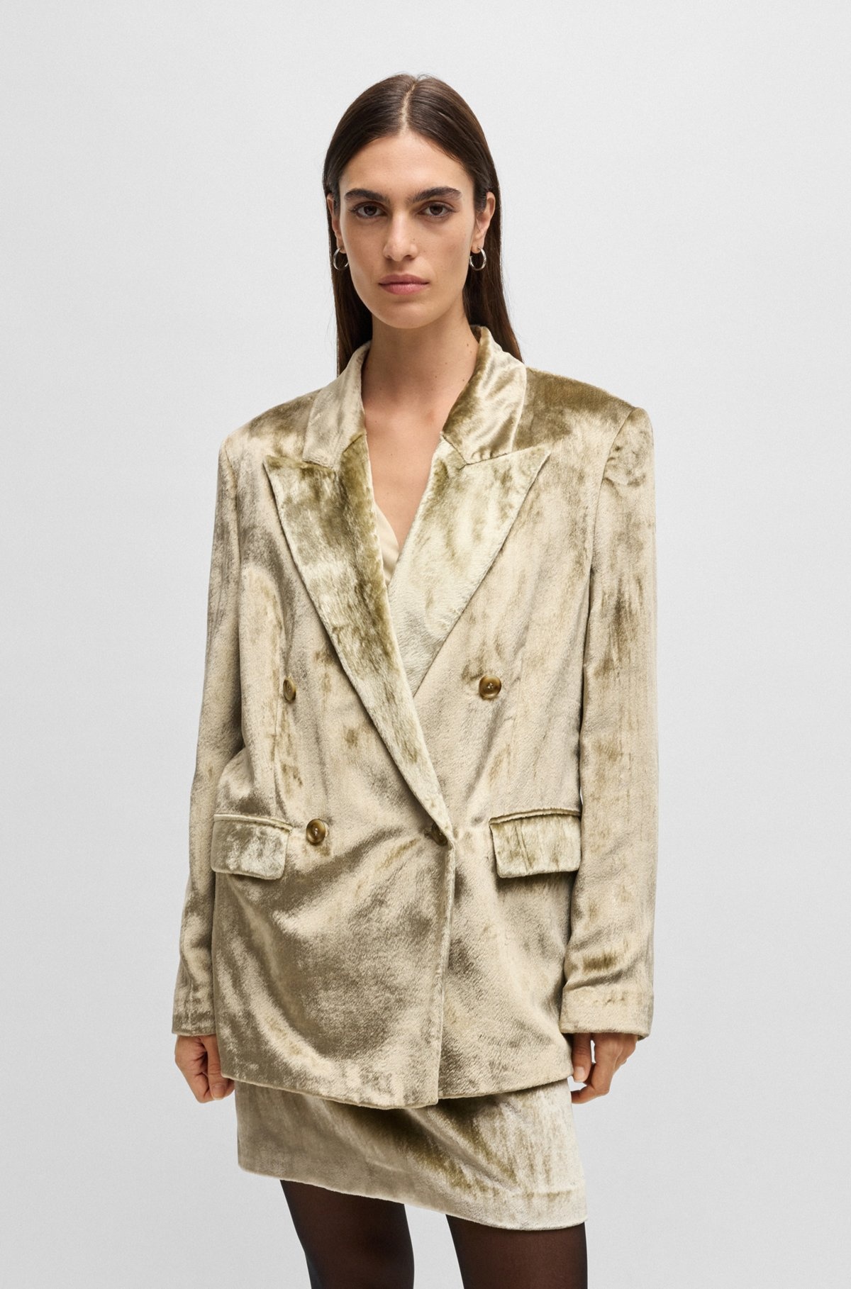 OVERSIZE-FIT DOUBLE-BREASTED JACKET IN PLUSH VELVET - 2