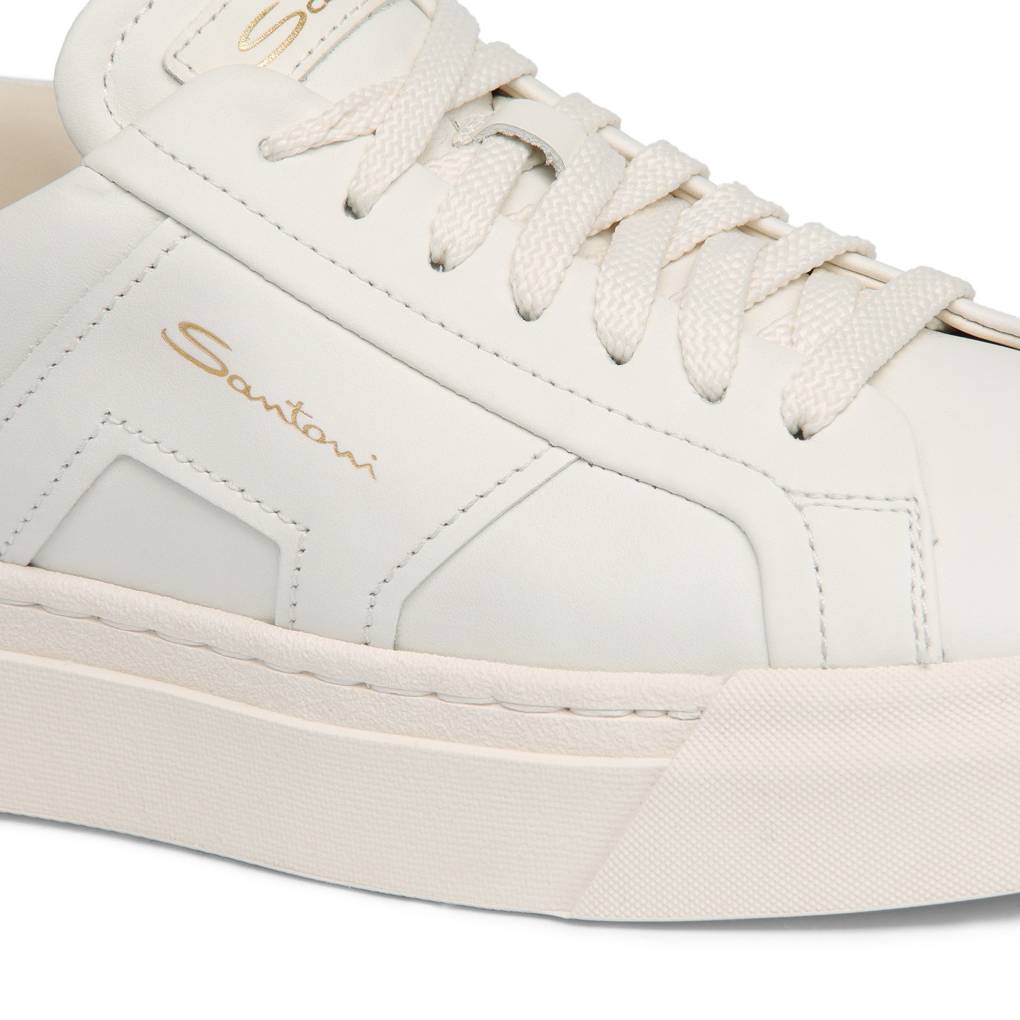 Women’s white leather double buckle sneaker - 6