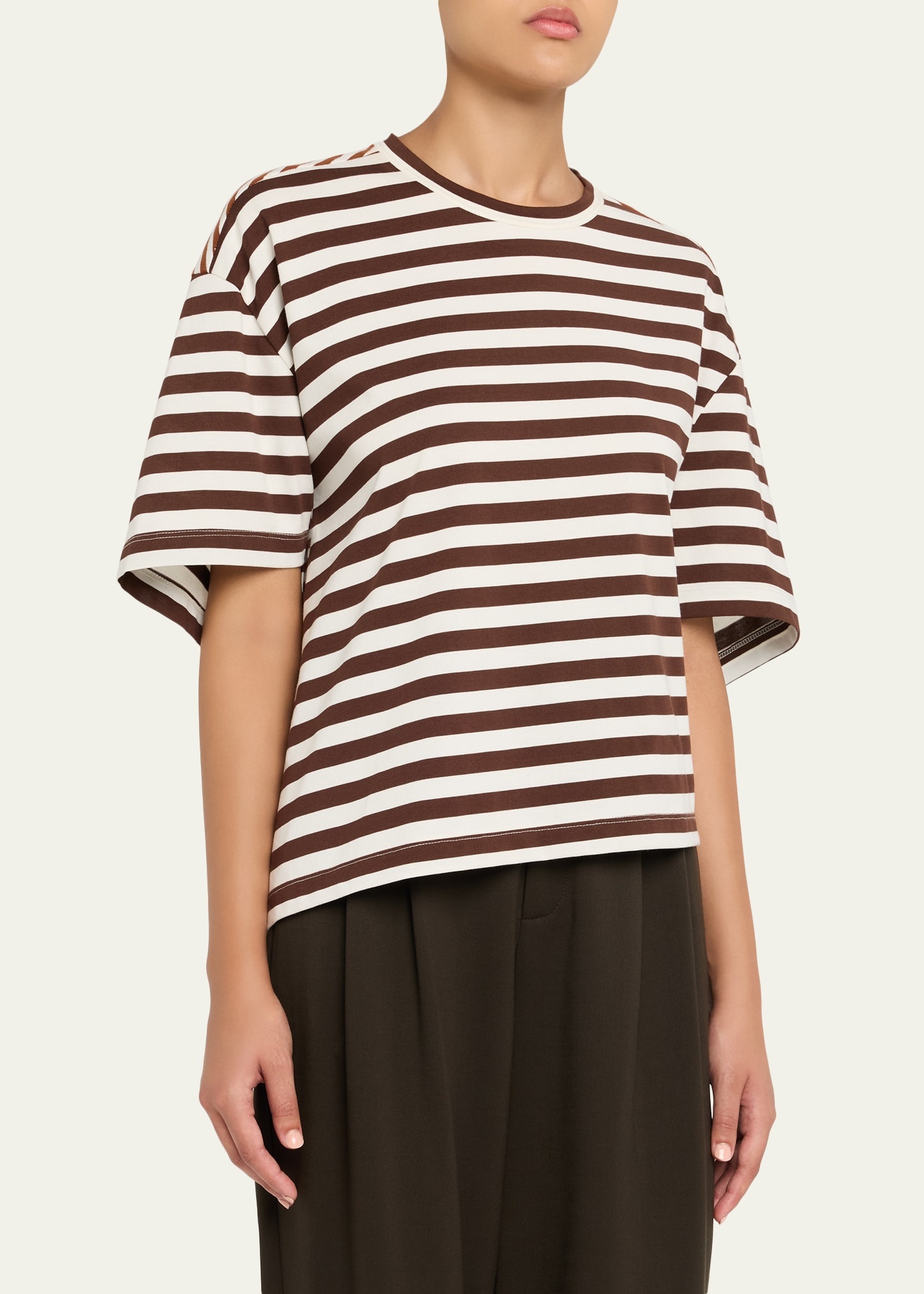 Striped Short-Sleeve Twisted T-Shirt - 4