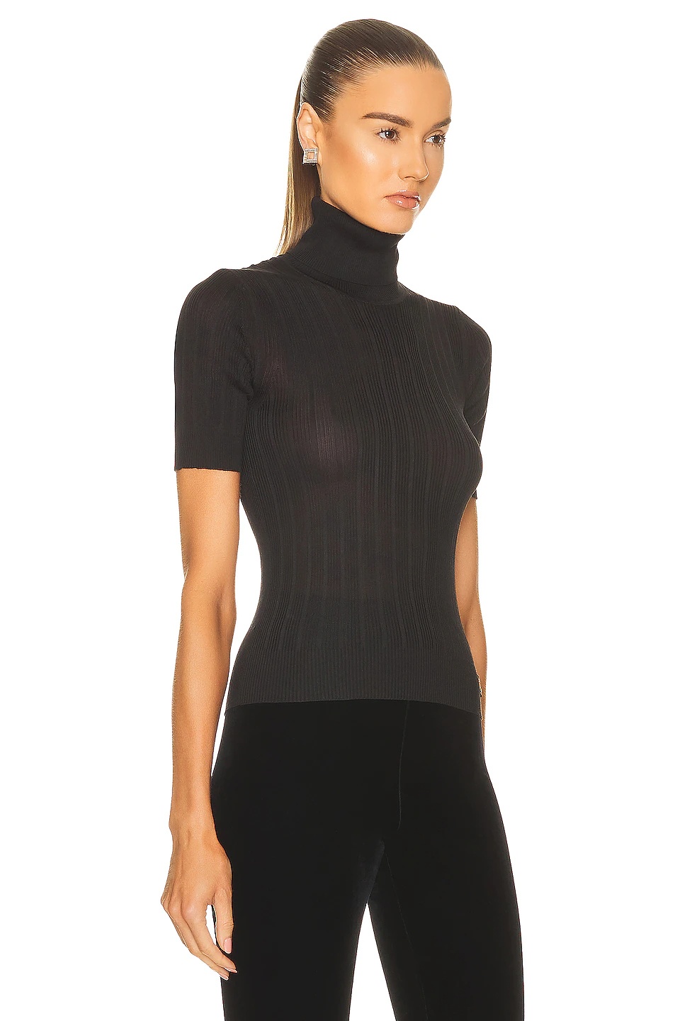 Short Sleeve Turtleneck Sweater - 2