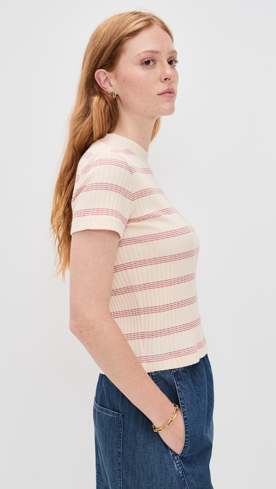 Striped Short Sleeve Crew Top - 3