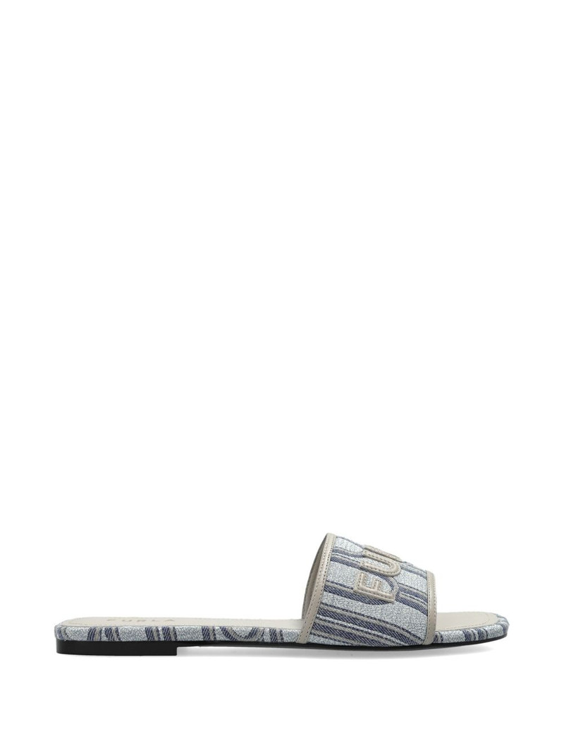 logo striped flat sandals 1
