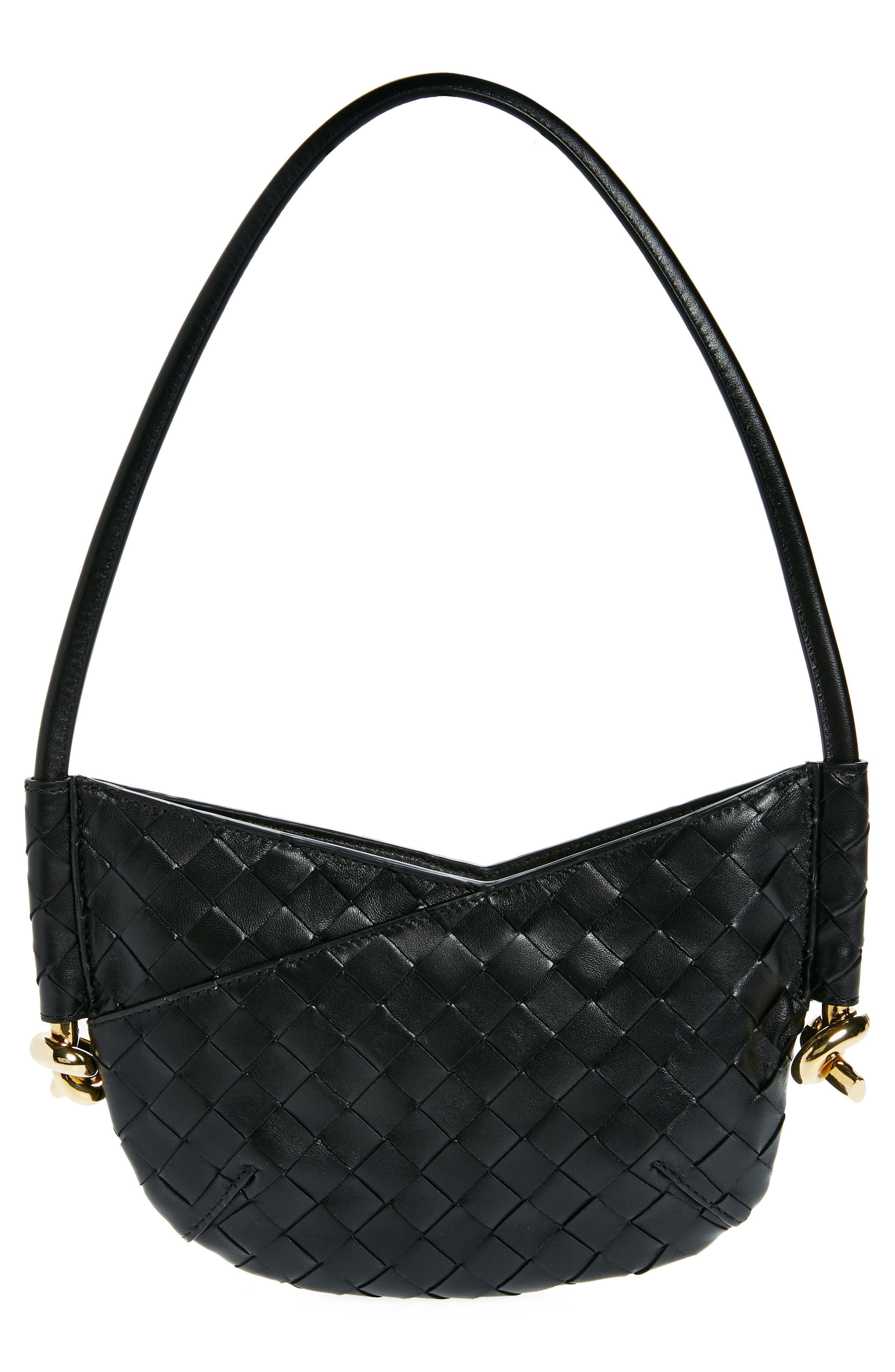 Bottega Veneta Mini Solstice Intrecciato Leather Hobo Bag in 1019 Black-M Brass at Nordstrom - 4