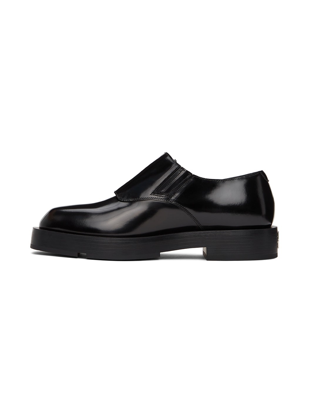 Black Squared Buckle Loafers - 3