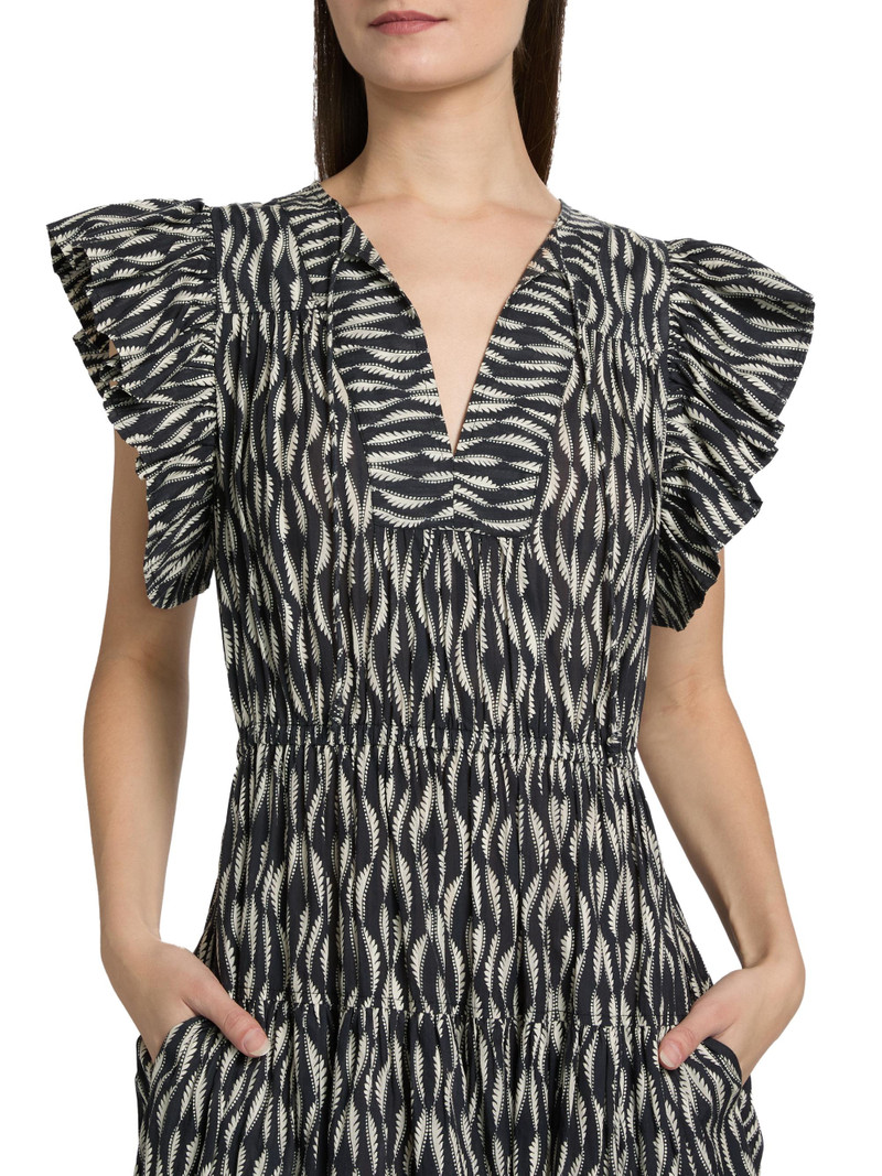 Women's Kairi Printed Flutter-Sleeve Midi-Dress - Graphite 6