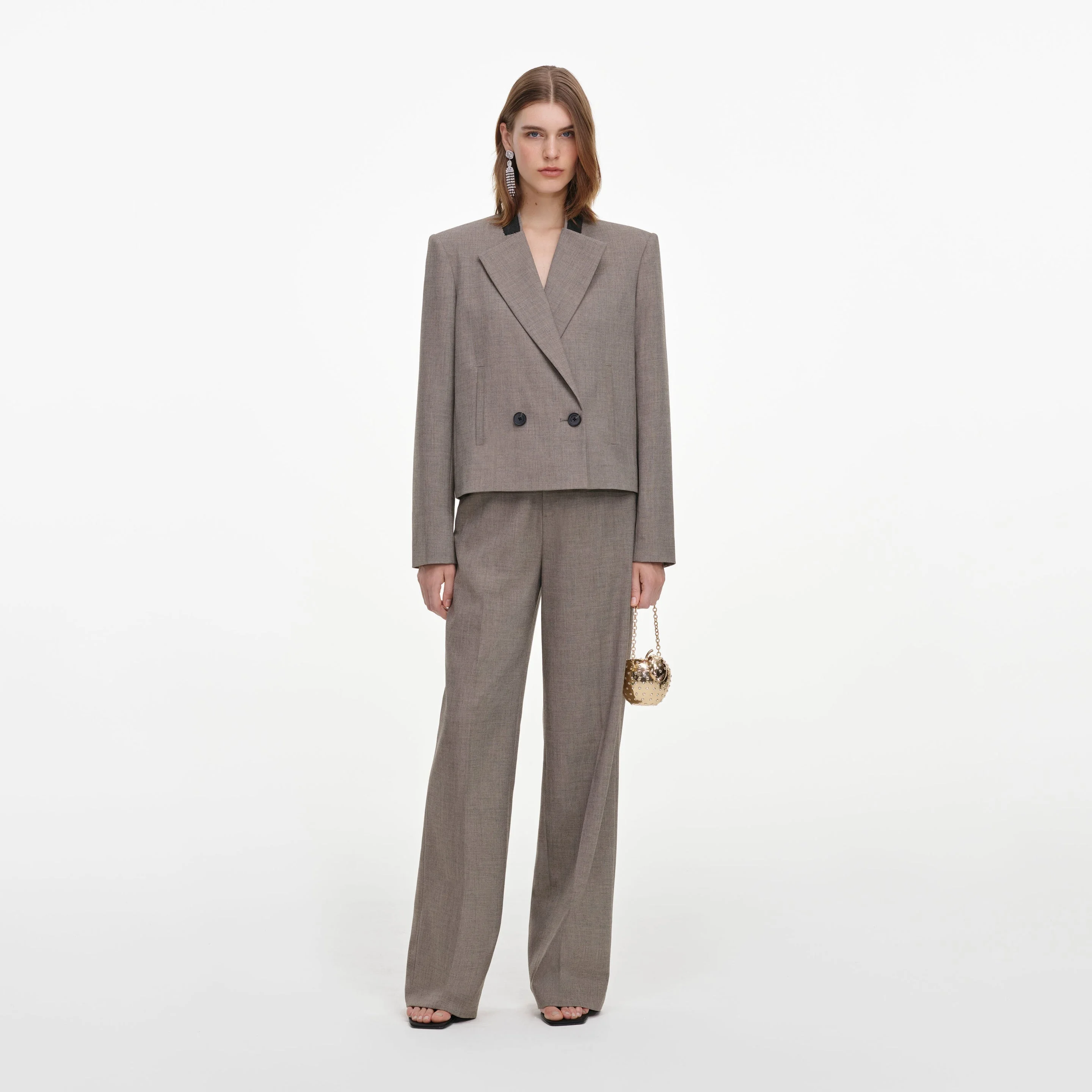 Brown Twill Double Breasted Jacket - 1
