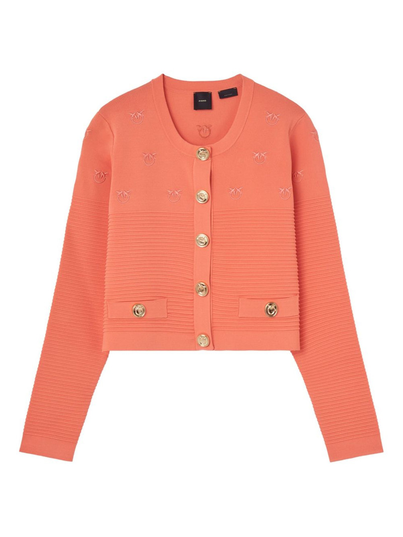 motif-embroidered ribbed jacket 1