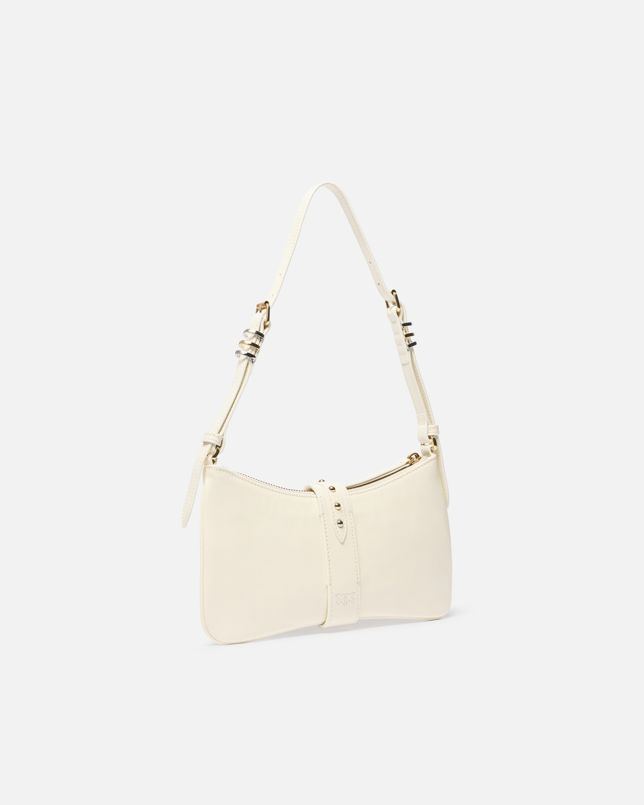 GLOSSY LEATHER SHOULDER BAG WITH RINGS - 2