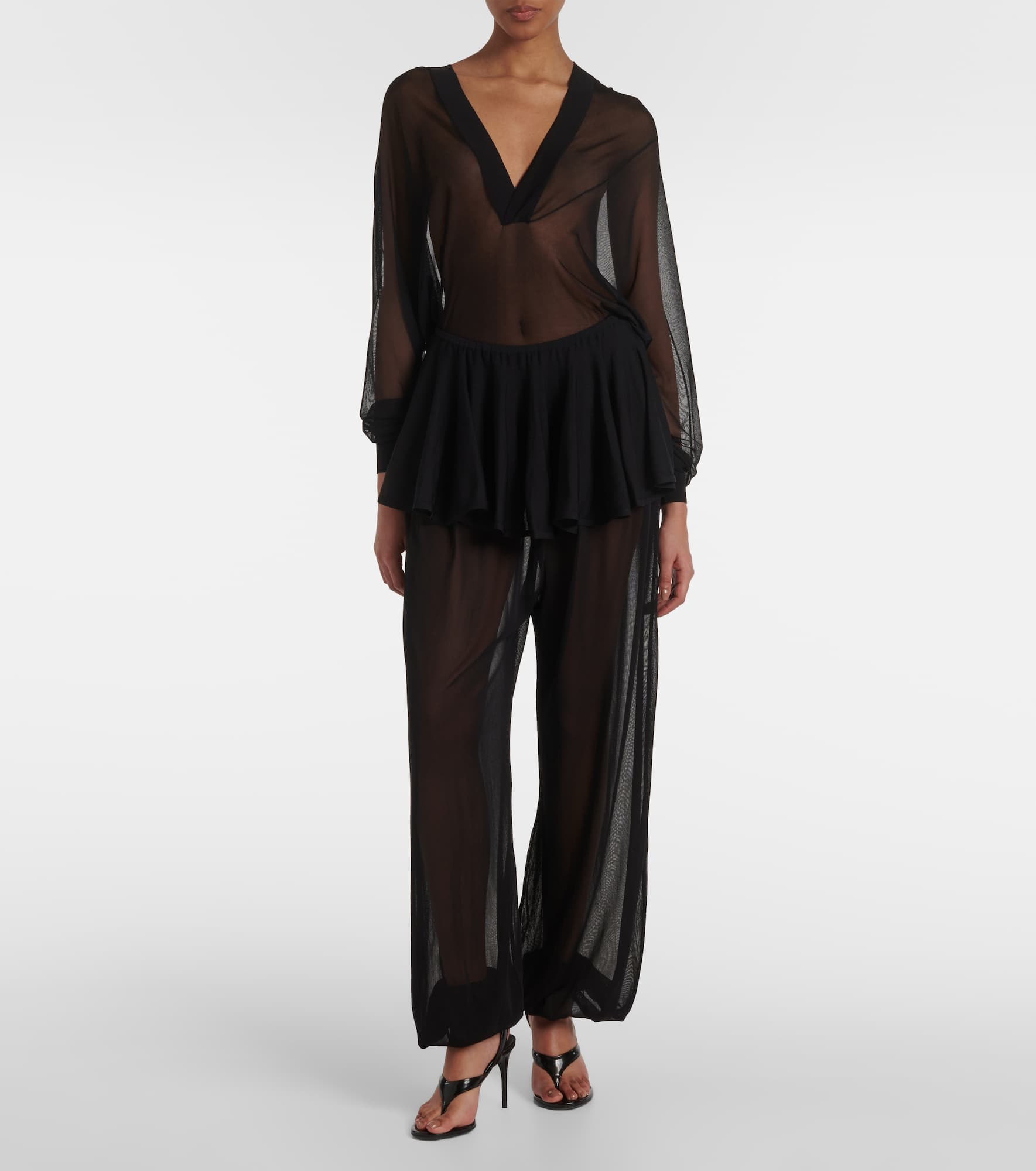High-rise semi-sheer pants - 2