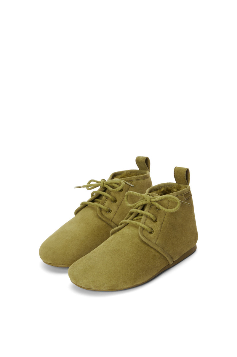 Loewe Lago lace-up bootie in suede and shearling outlook