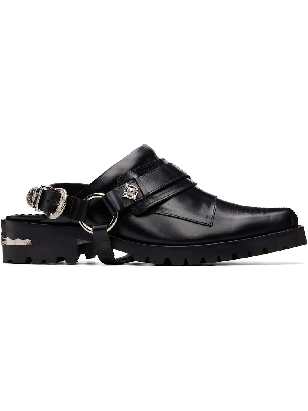 Black Leather Slip-on Loafers - 1