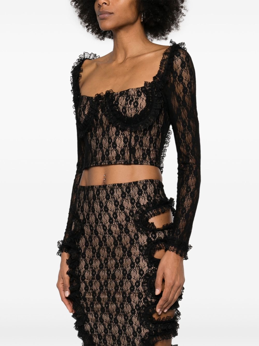 x Christopher Kane lace ruffle top - 3
