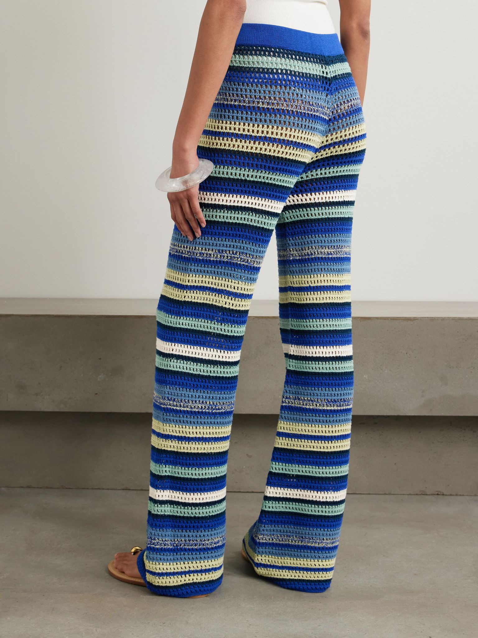 Nevado crocheted cotton flared pants Blue - 4