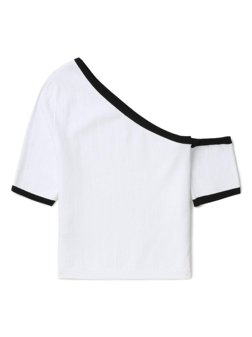 contrasting-trim one-shoulder top - 6