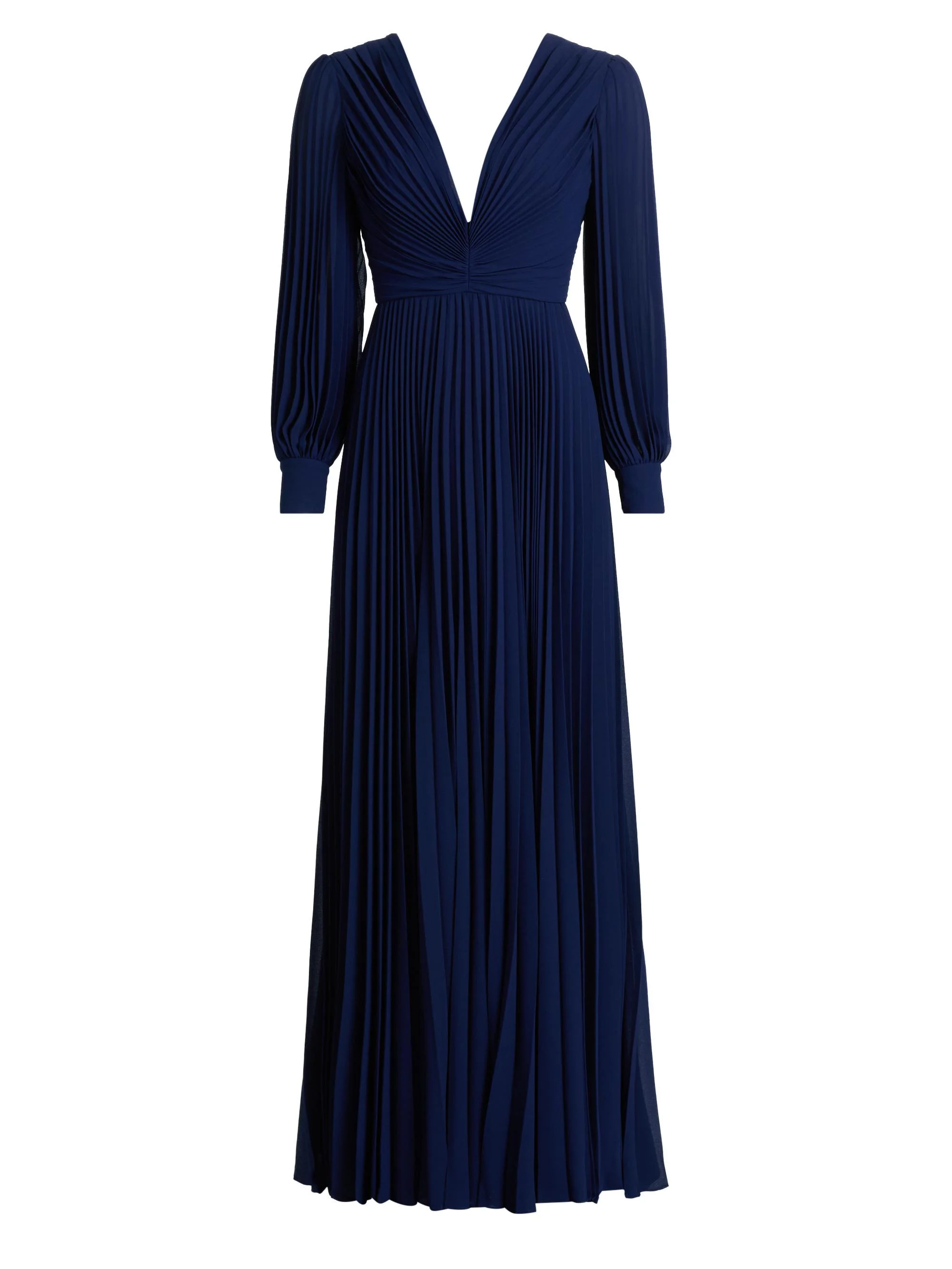 Women's Sunburst Pleated A-Line Gown - Navy - 1