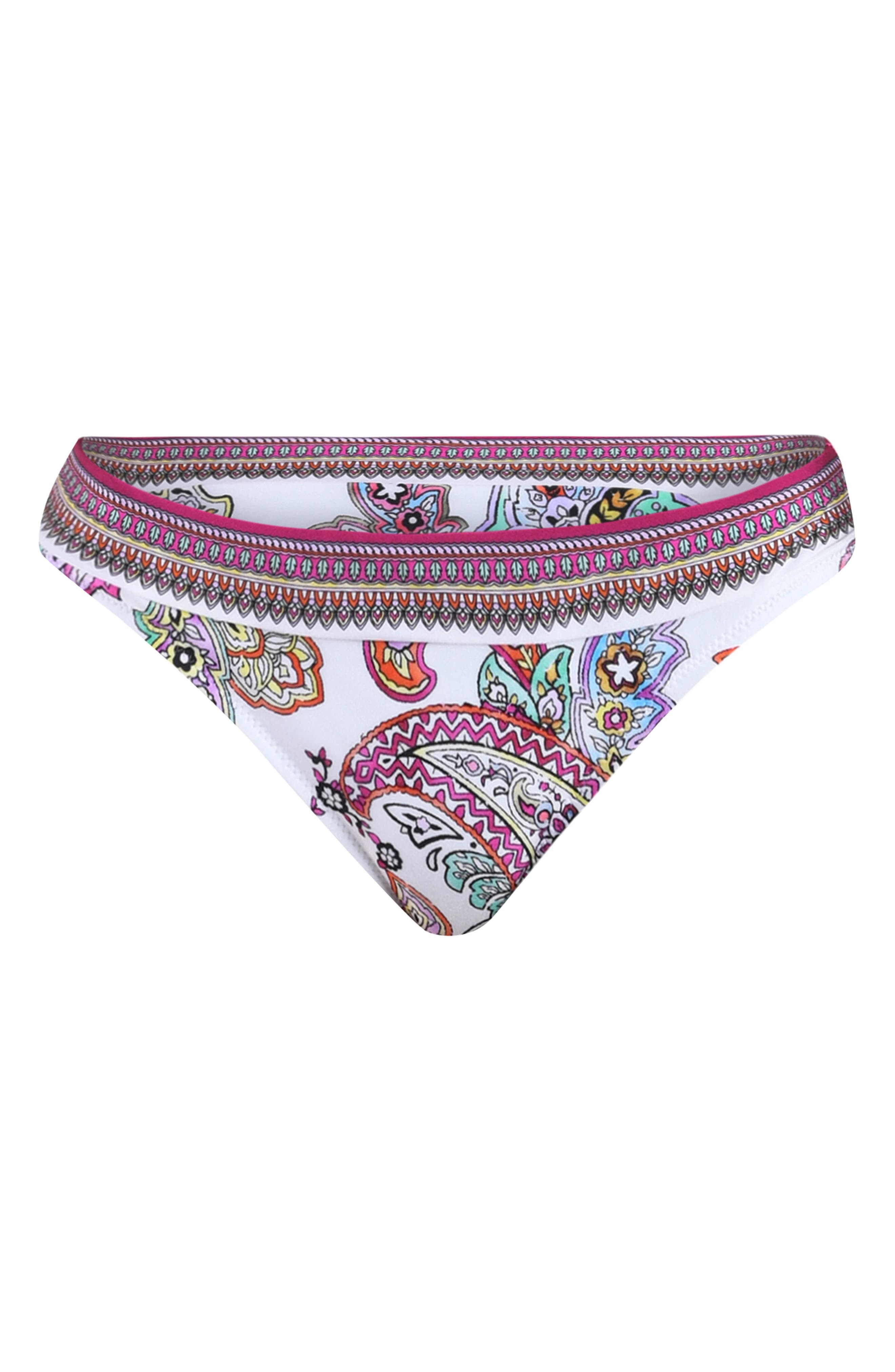 L'AGENCE Nicole Bright Paisley Bikini Bottoms in White Multi at Nordstrom - 3