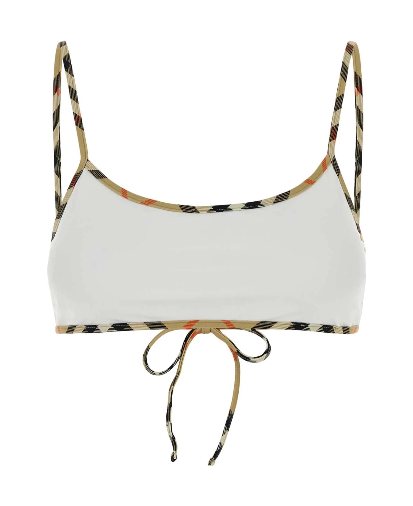 White Stretch Nylon Bikini Top - 1