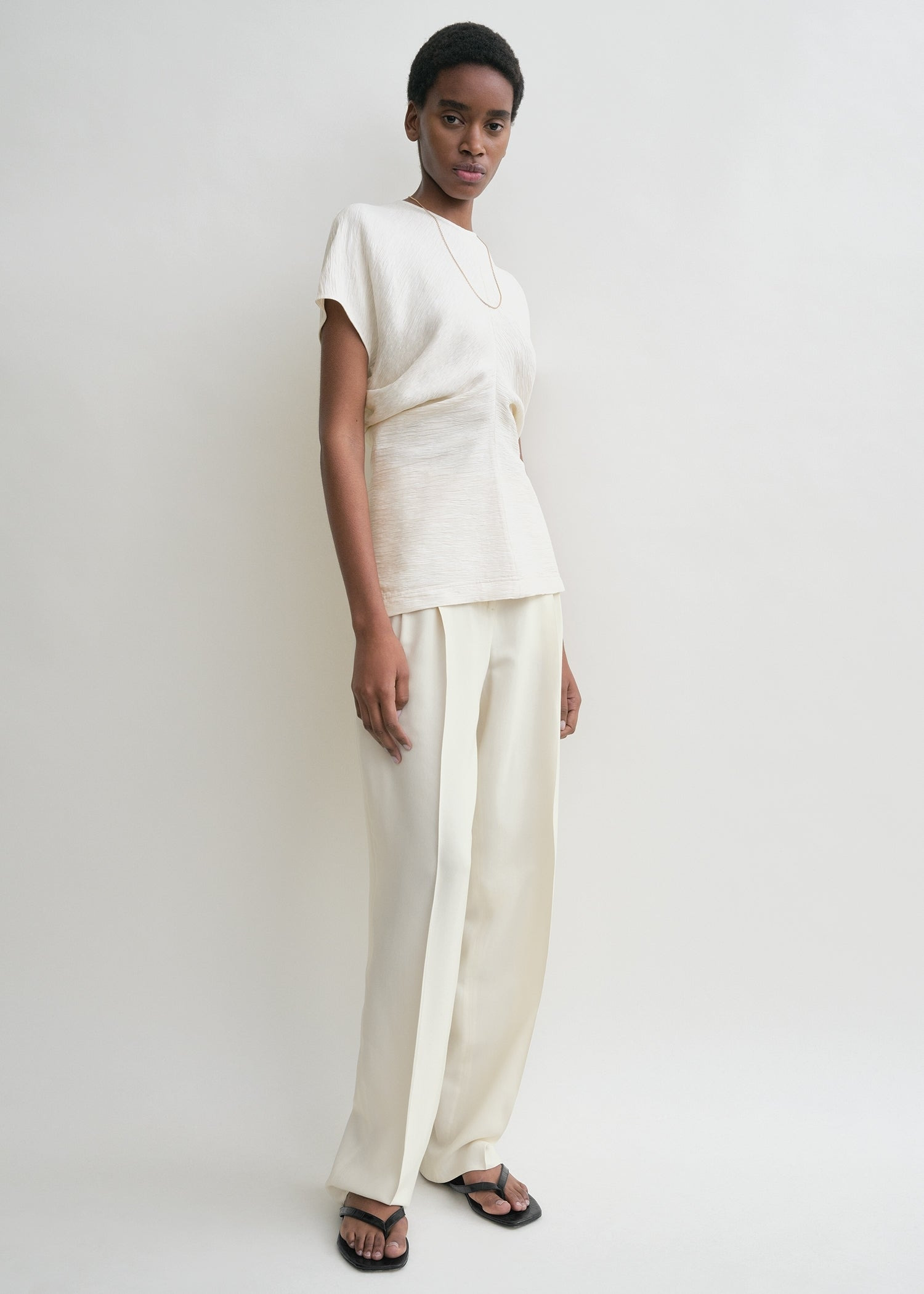 Slouch waist crinkled top cream - 3