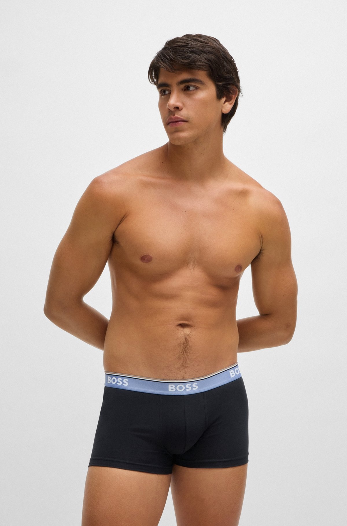 THREE-PACK OF STRETCH-COTTON TRUNKS WITH LOGO WAISTBANDS - 6