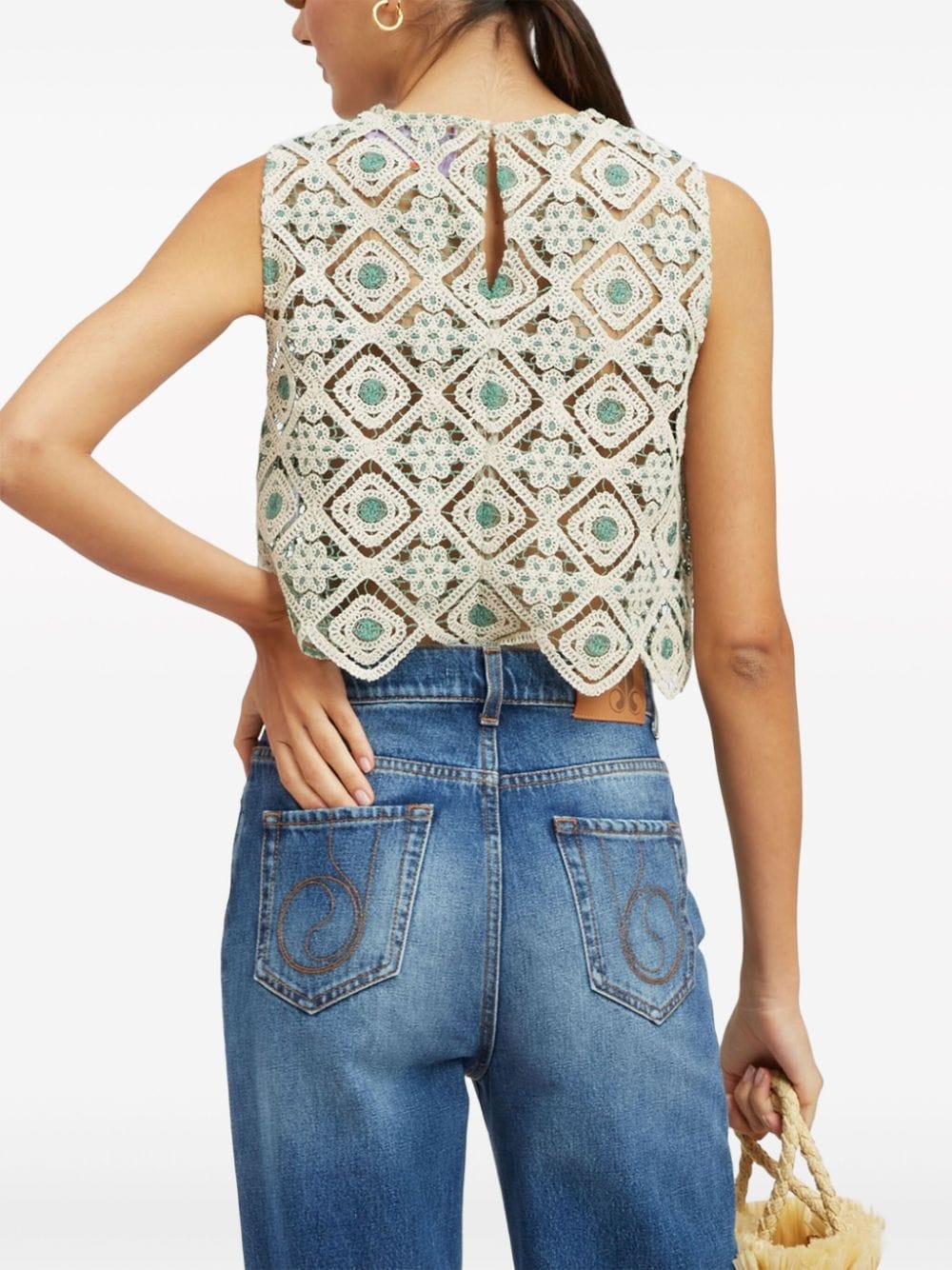 Aria macramÃ© cropped blouse - 3