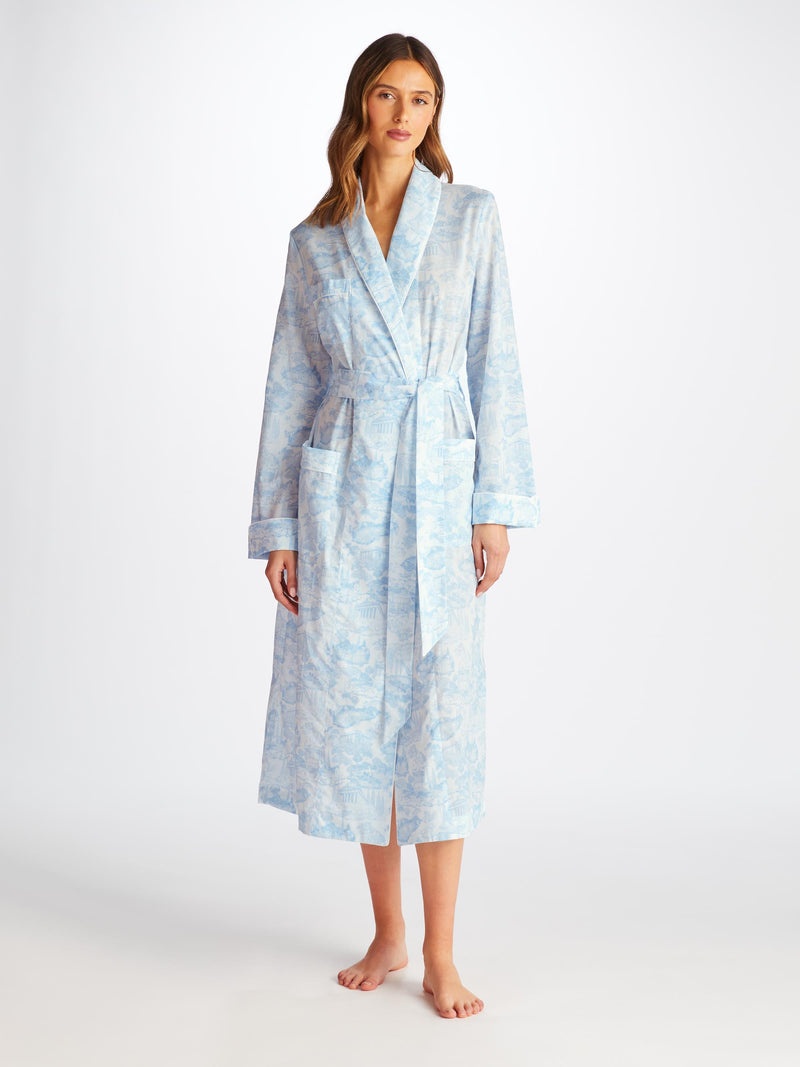 Women's Long Dressing Gown Ledbury 77 Cotton Batiste White - 3