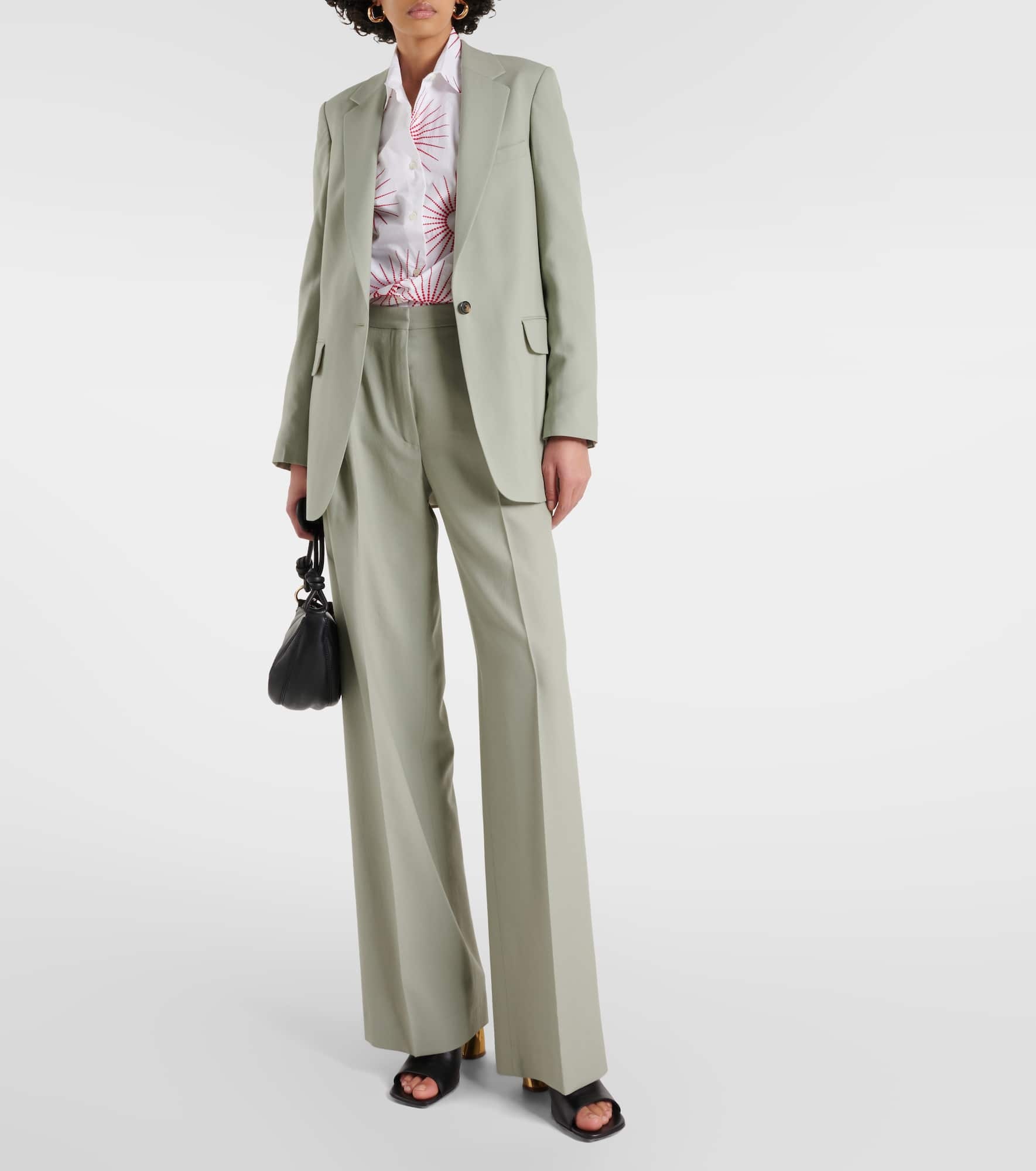 Mid-rise wool straight pants - 2