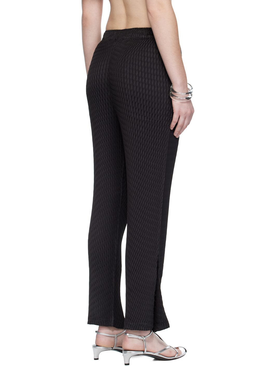 Black Sleek Pleats Trousers - 3