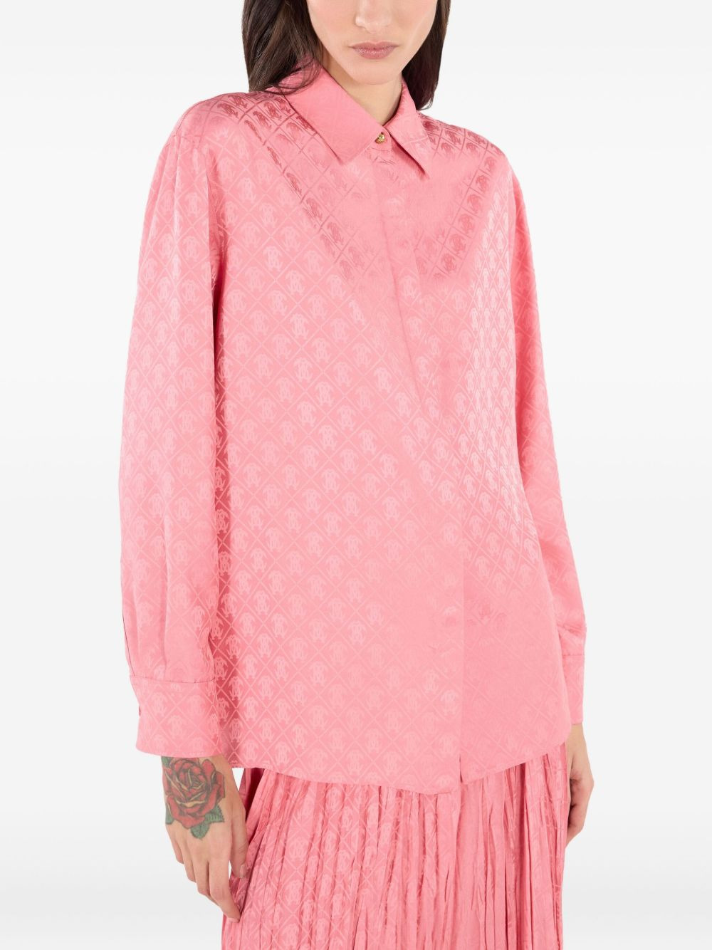 monogram-print long-sleeve shirt - 4