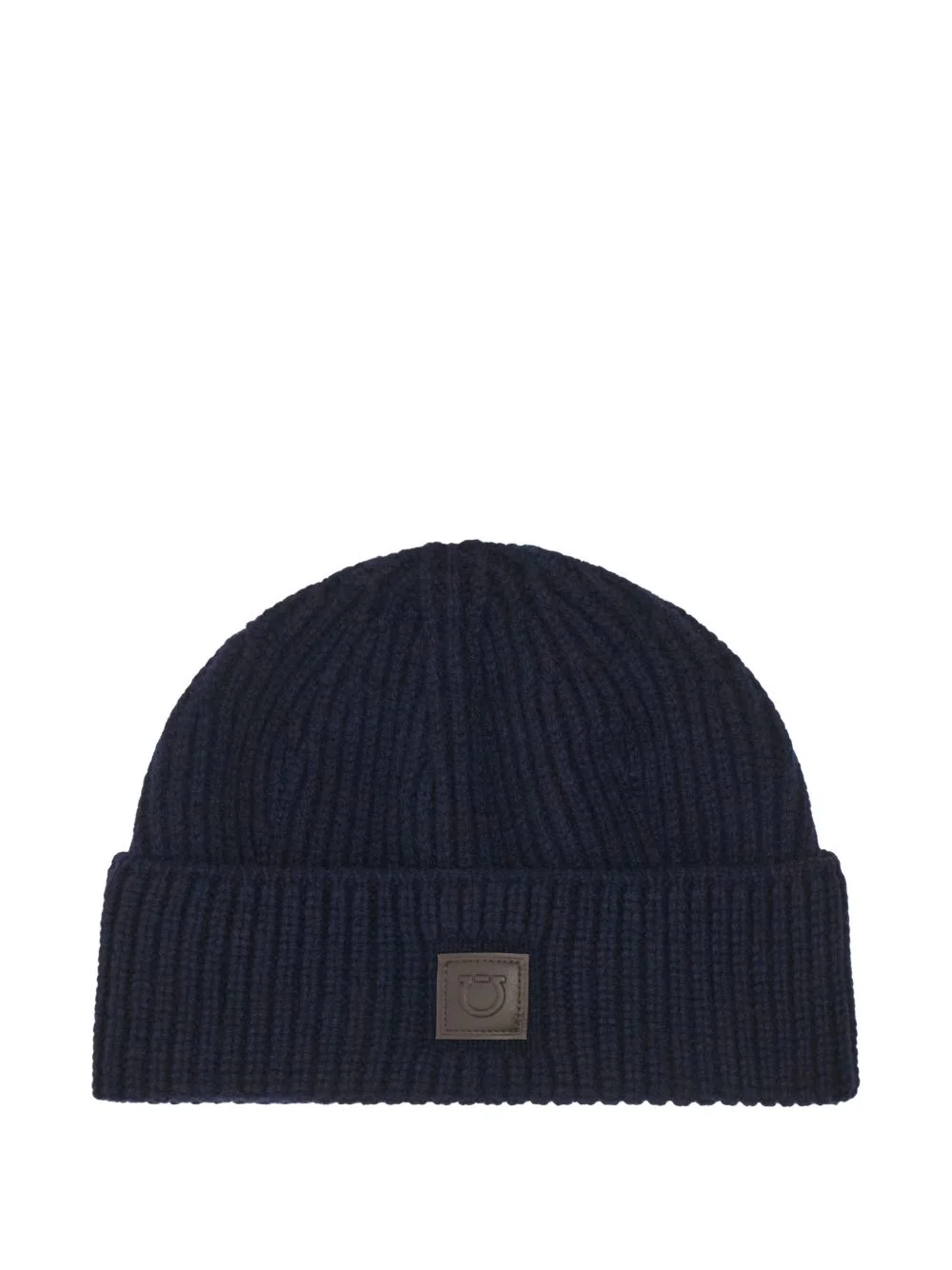 ribbed tag knitted beanie - 1