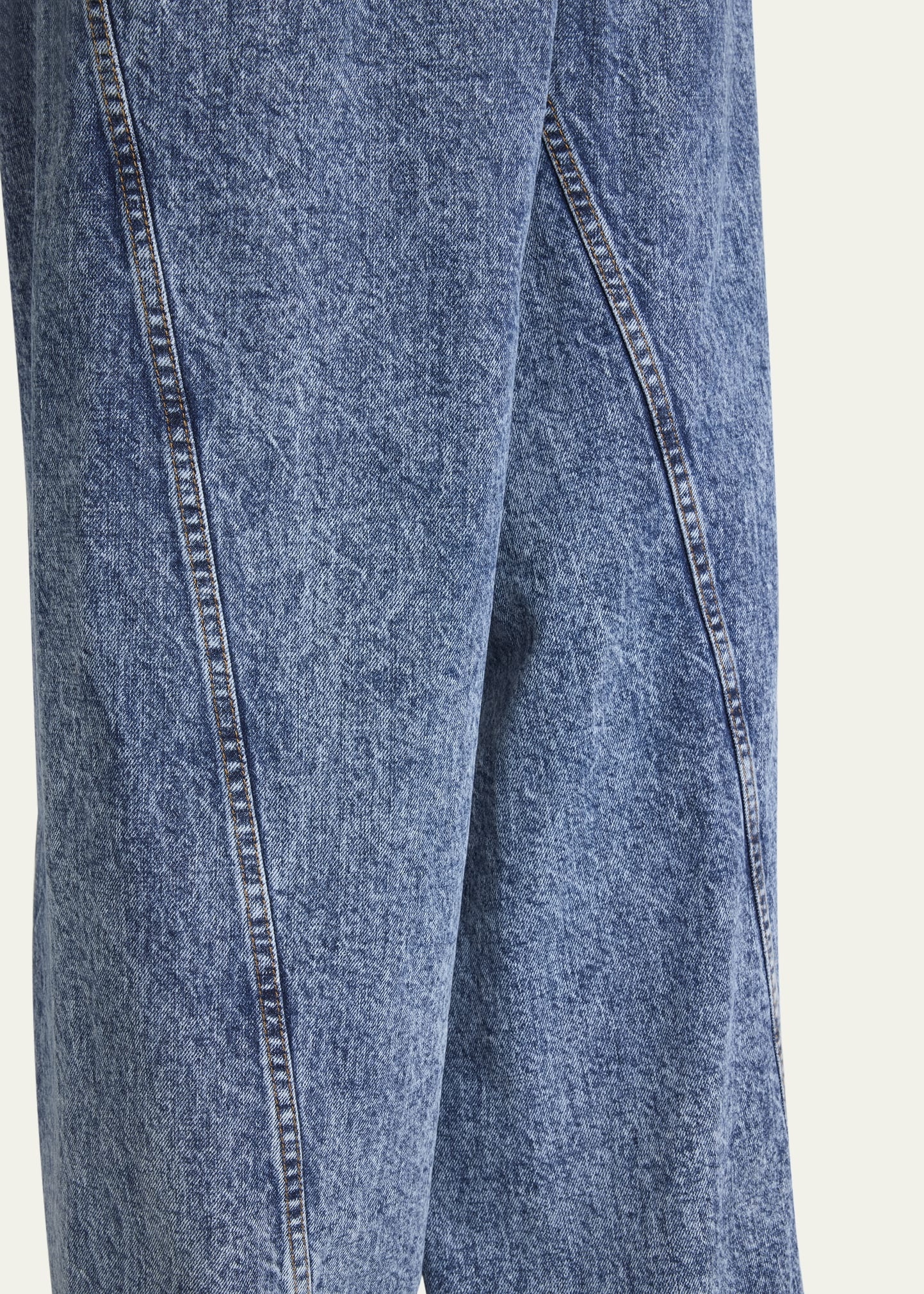 Twisted-Hem Wide-Leg Acid Denim Jeans - 5
