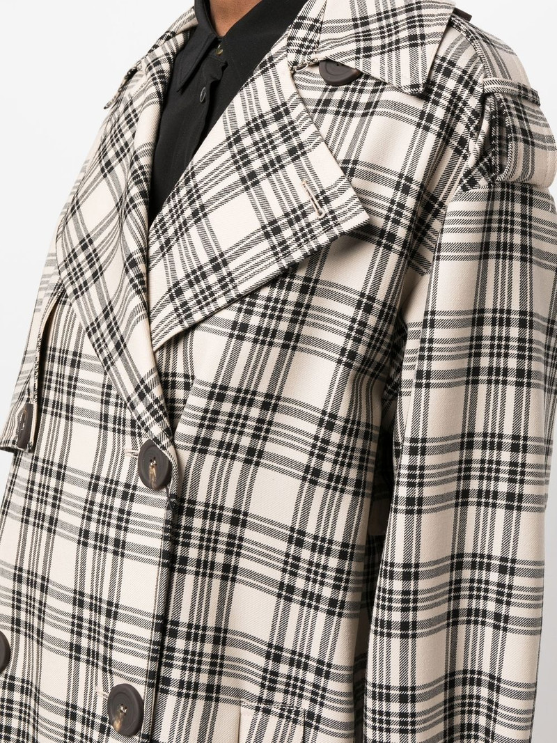 check-pattern belted coat 5