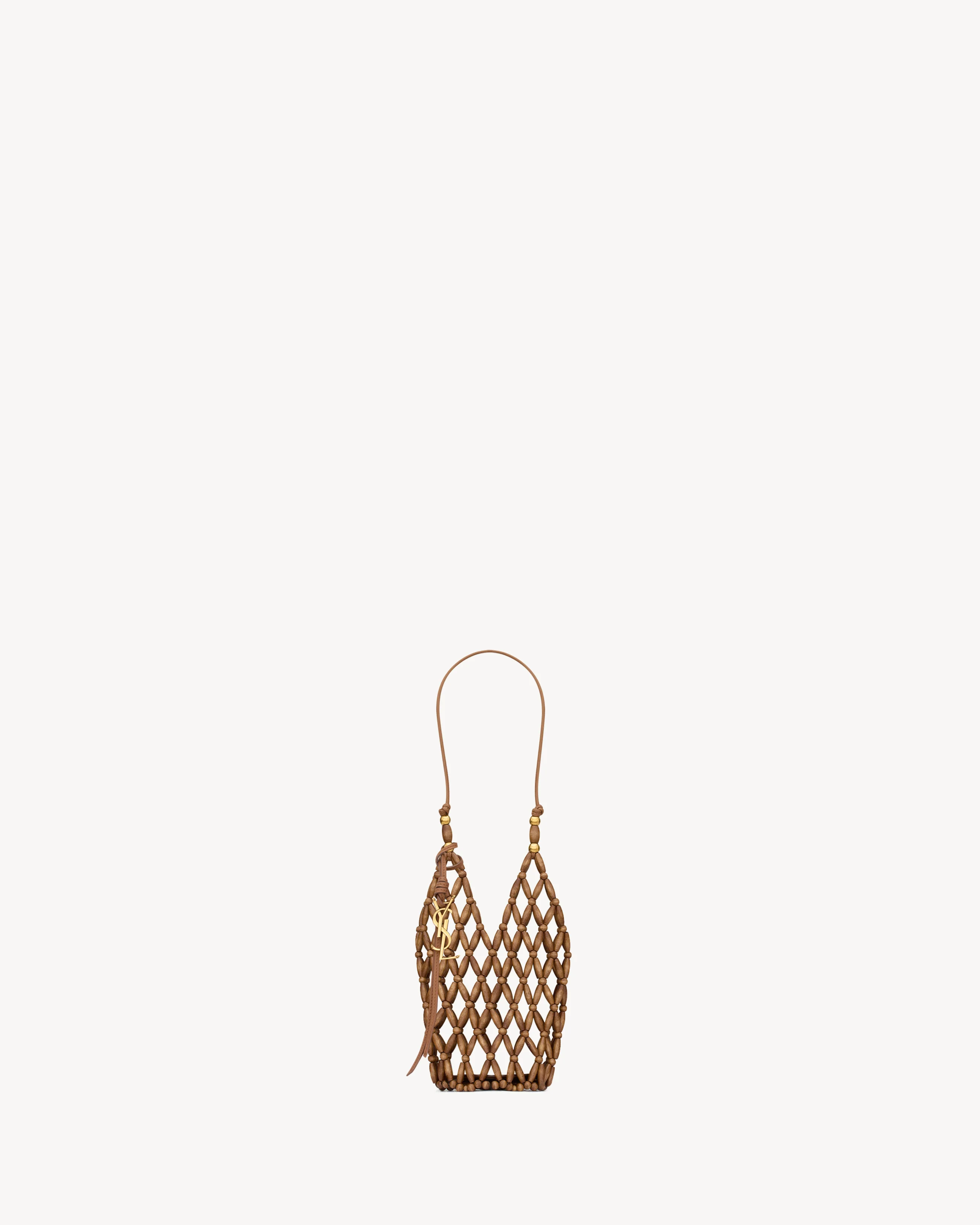 CASSANDRE MINI BUCKET IN WOOD BEADS - 1